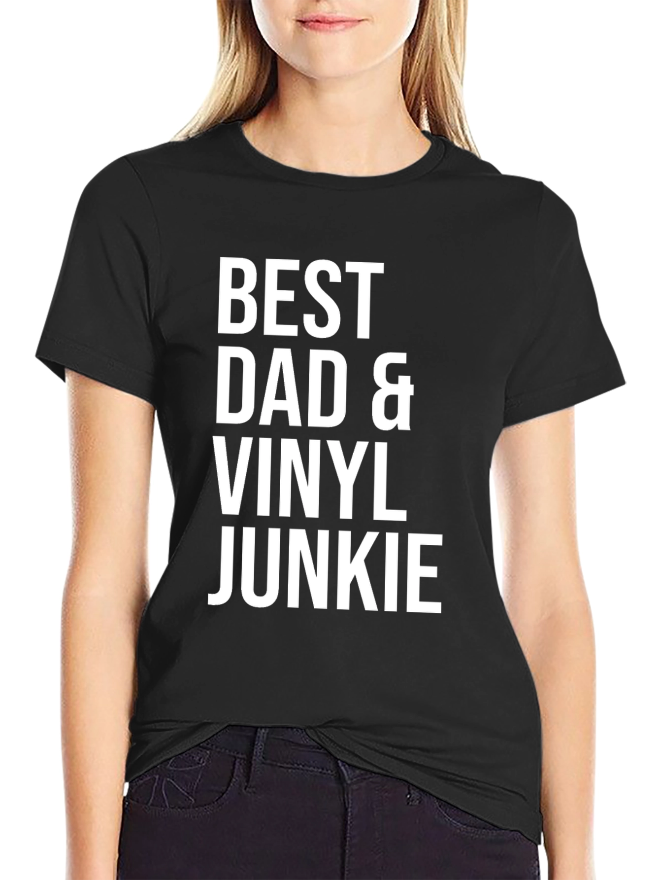 Black Best Dad & Vinyl Junkie Black T-Shirt view 2