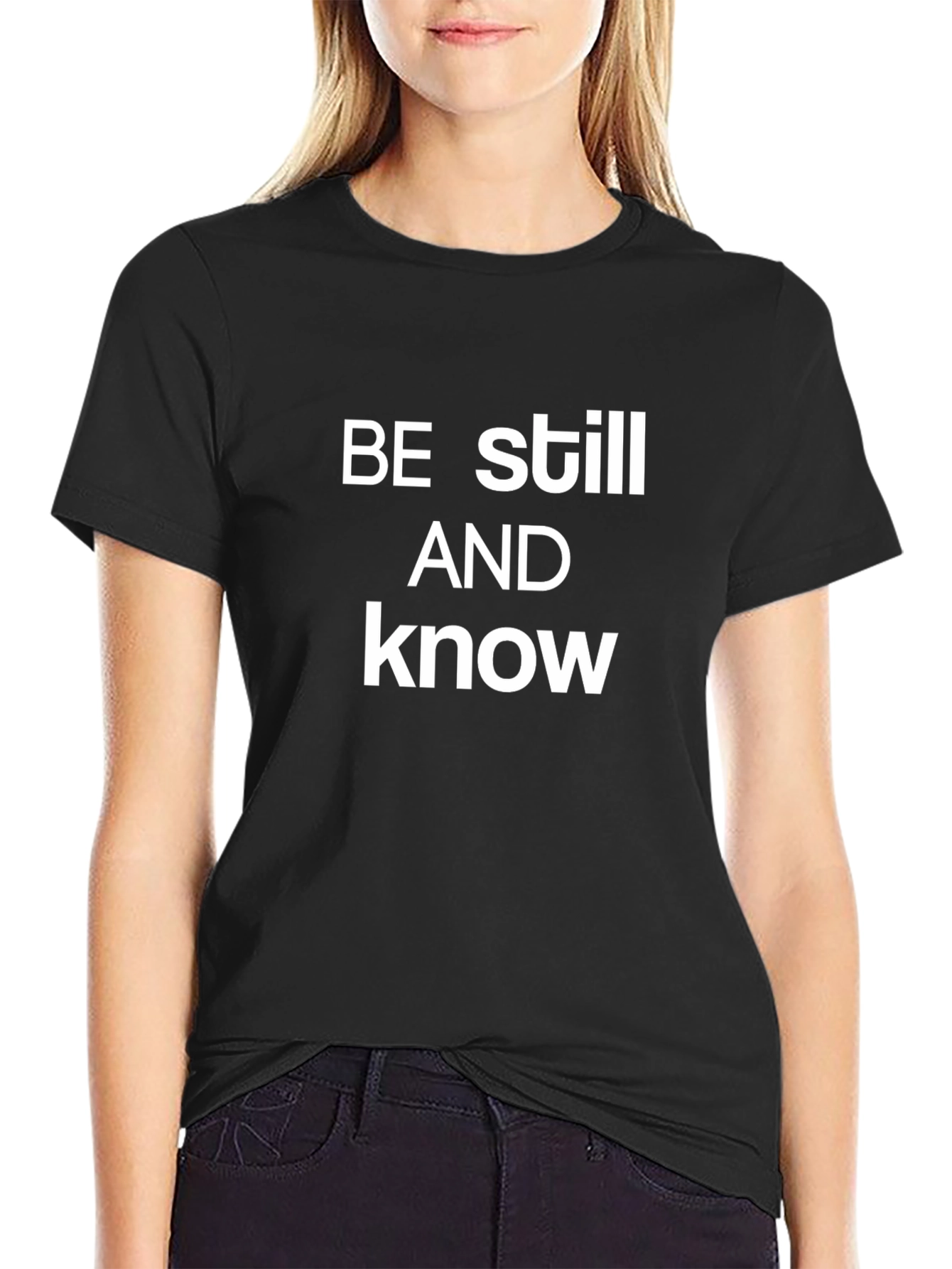 Black Be Still and Know Graphic Tee - Black view 2