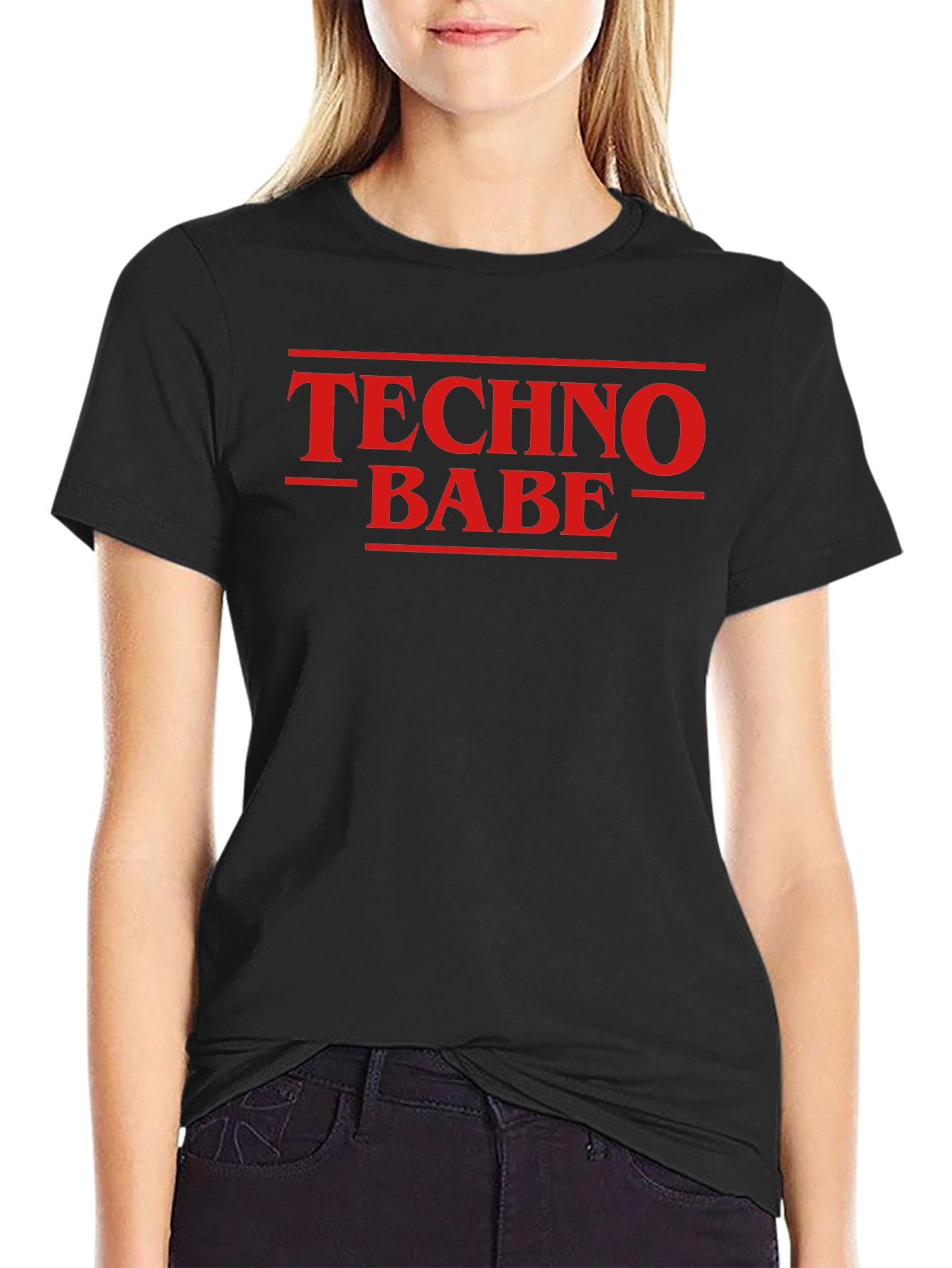 Black Techno Babe Black T-Shirt view 2
