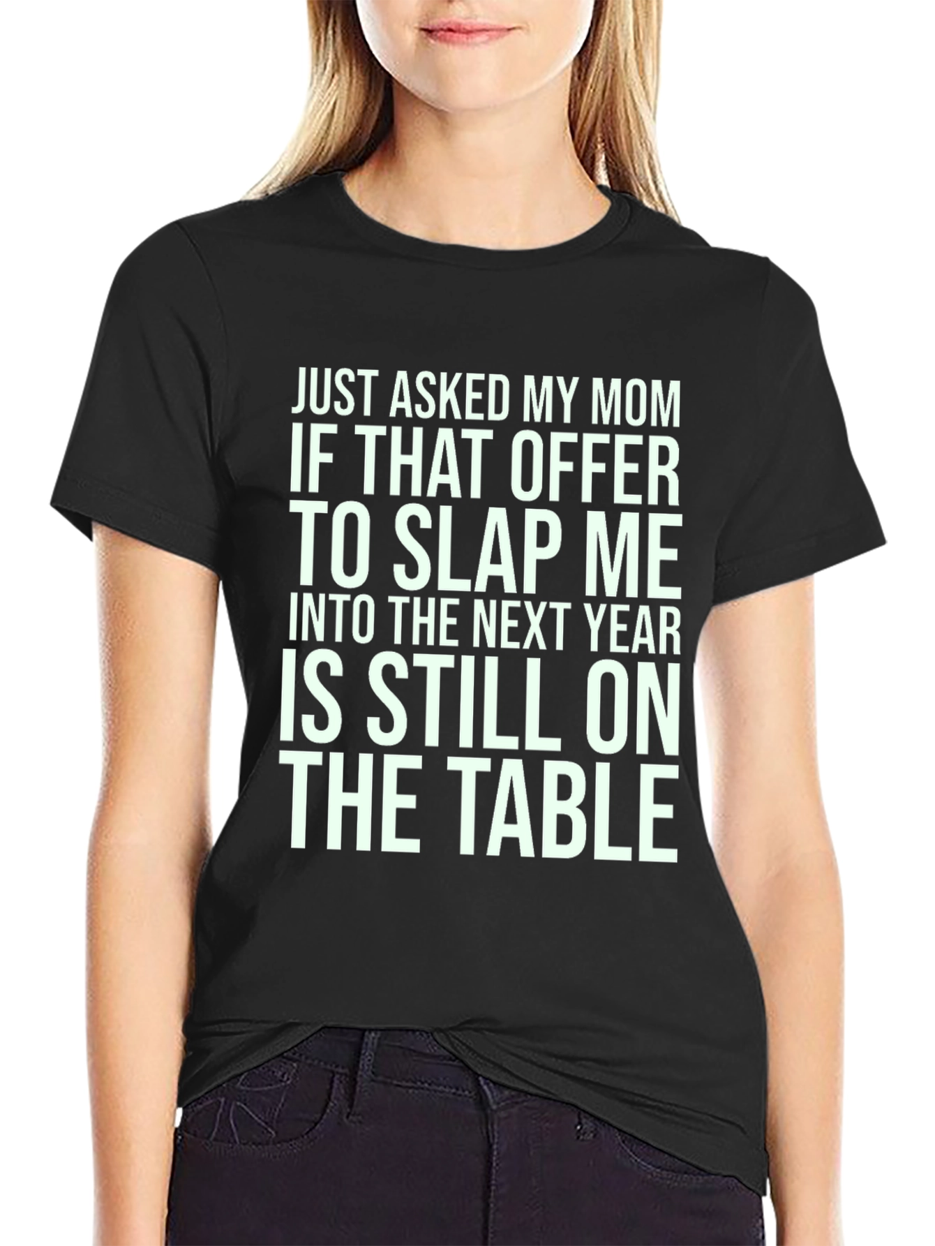 Black Slap Me Into Next Year T-Shirt Funny Joke Tee view 2