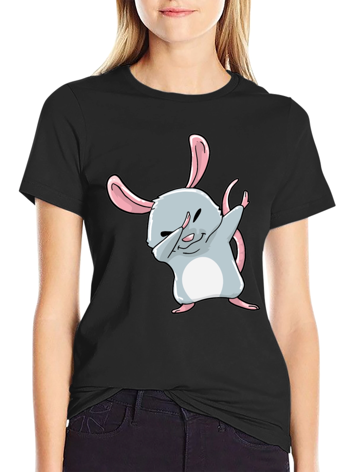 Black Dabbing Hamster Graphic Tee - Cool & Trendy view 2