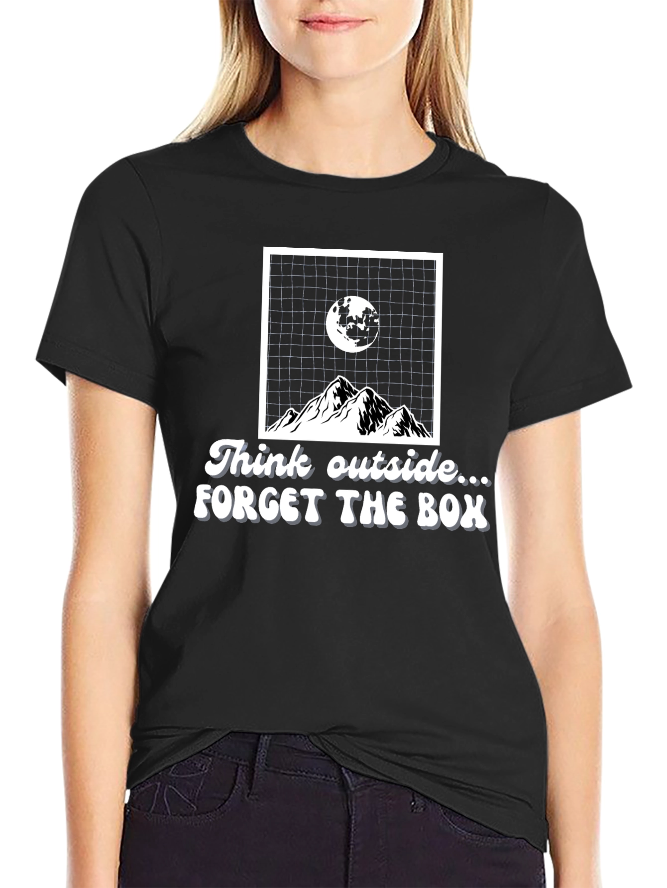Black Think Outside the Box Graphic T-Shirt view 2