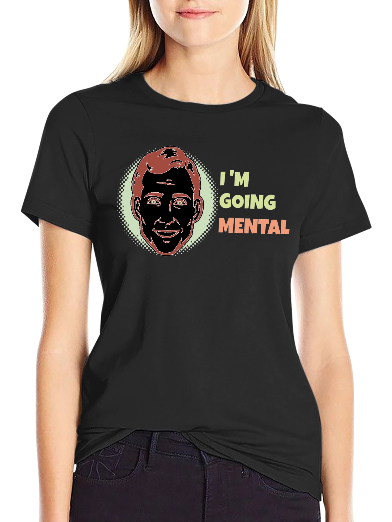 Black I'm Going Mental Graphic T-Shirt view 2