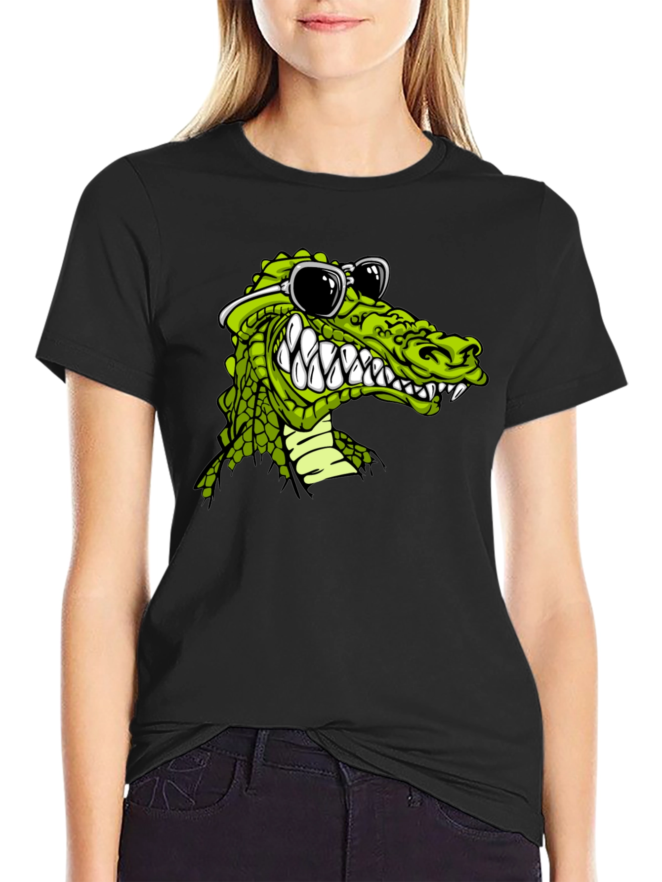 Black Cool Alligator Graphic Tee view 2