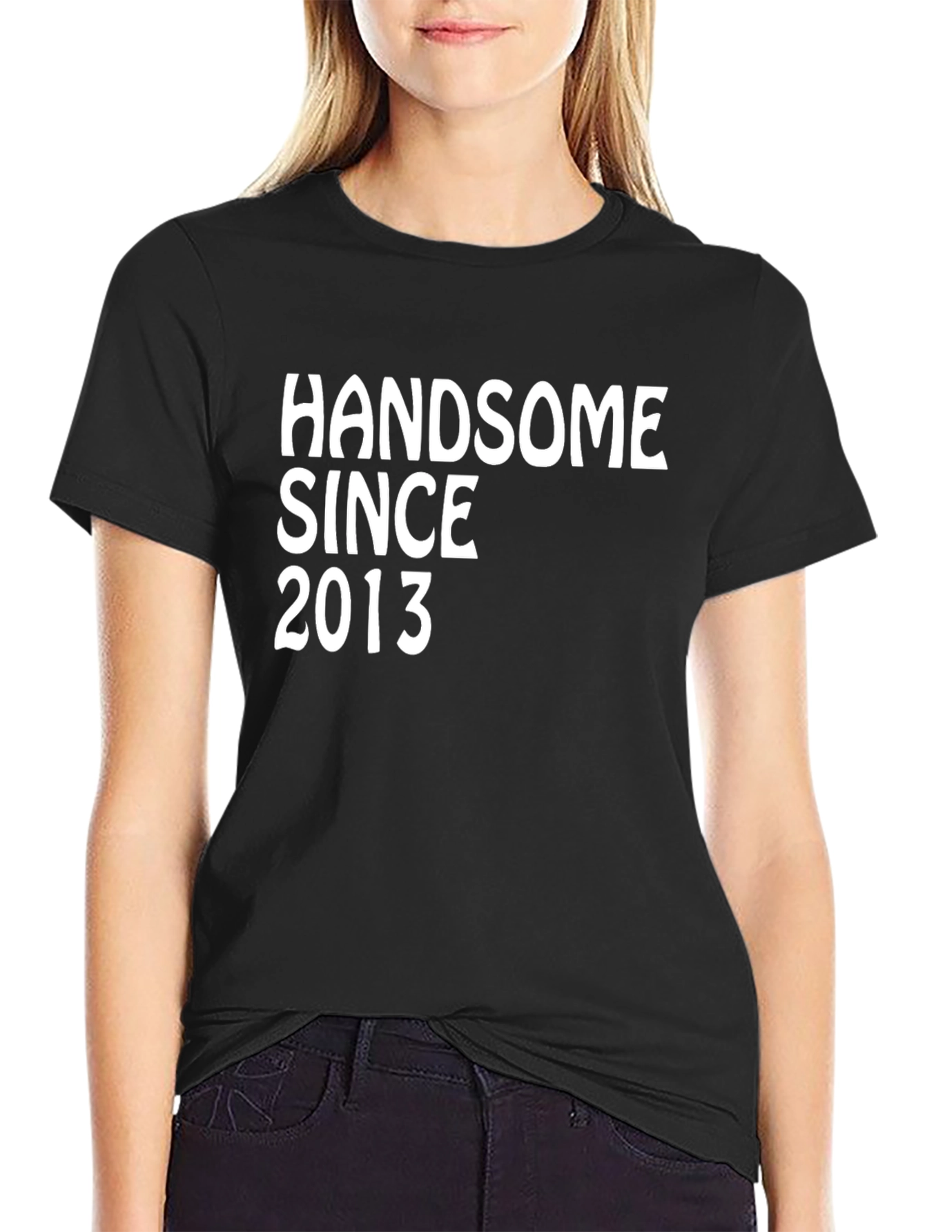Black Handsome Since 2013 Graphic Tee - Black Cotton Blend view 2