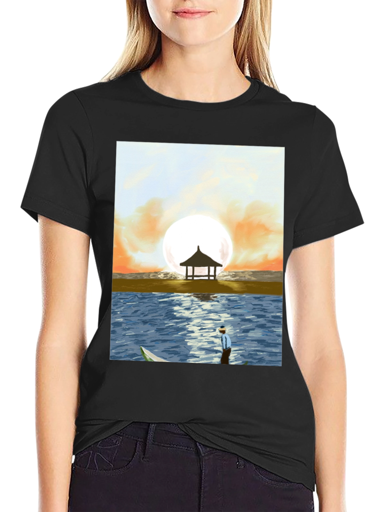 Black Sunset Beach Graphic Tee - Stylish Men's T-Shirt view 2