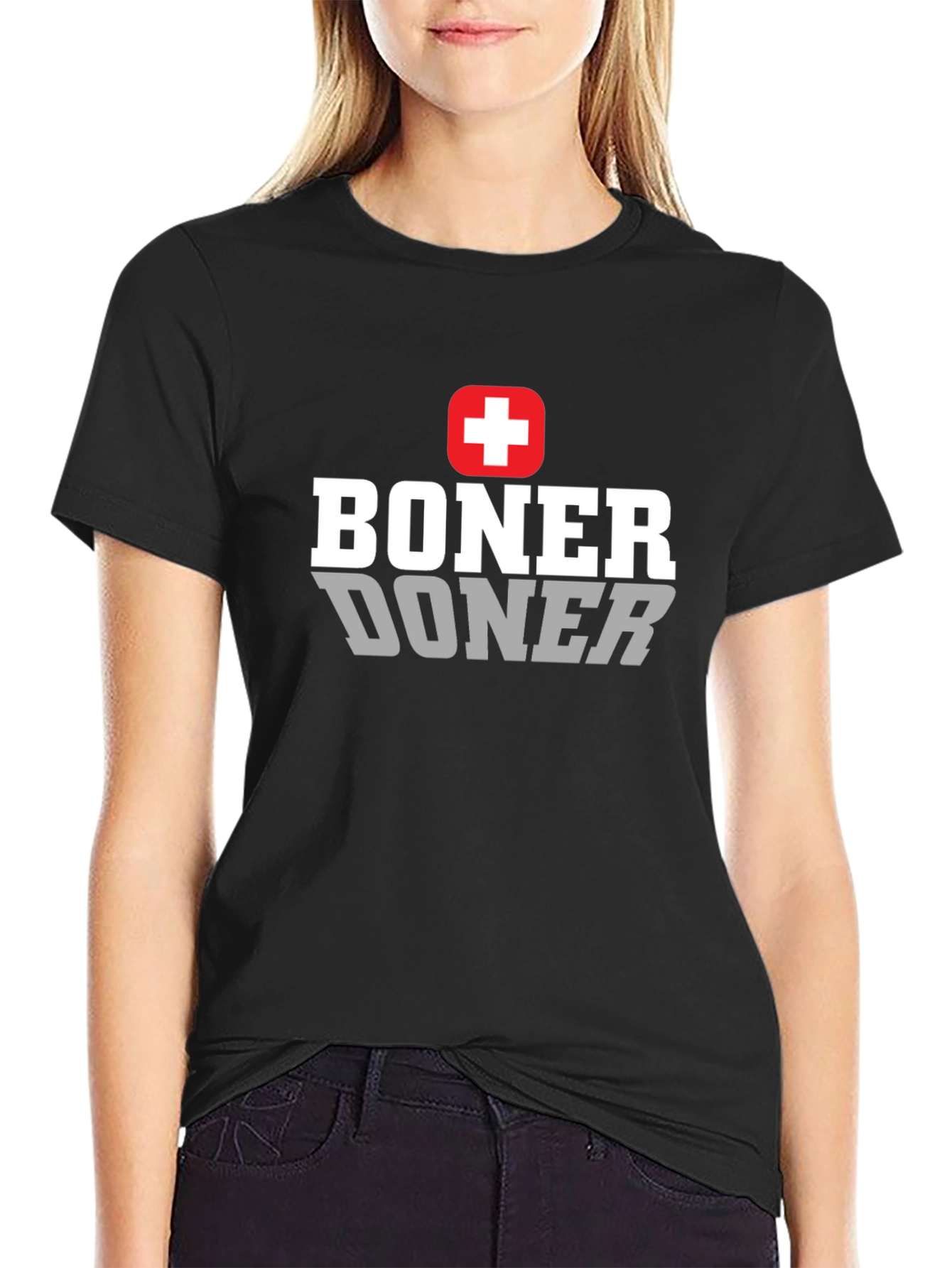 Black Boner Doner T-Shirt Funny Graphic Tee view 2
