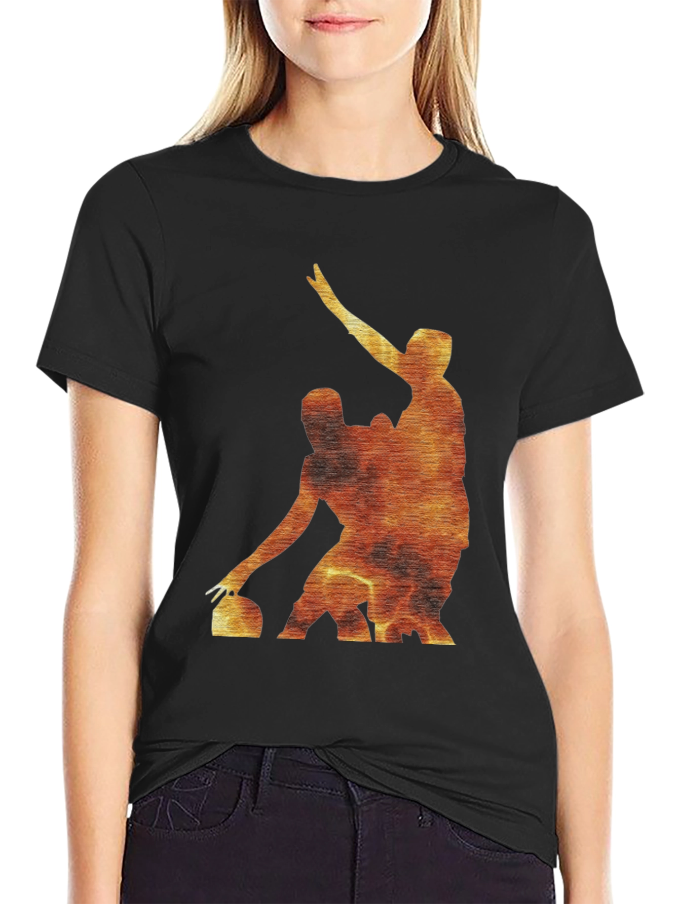 Black Fiery Curling Players Black T-Shirt view 2