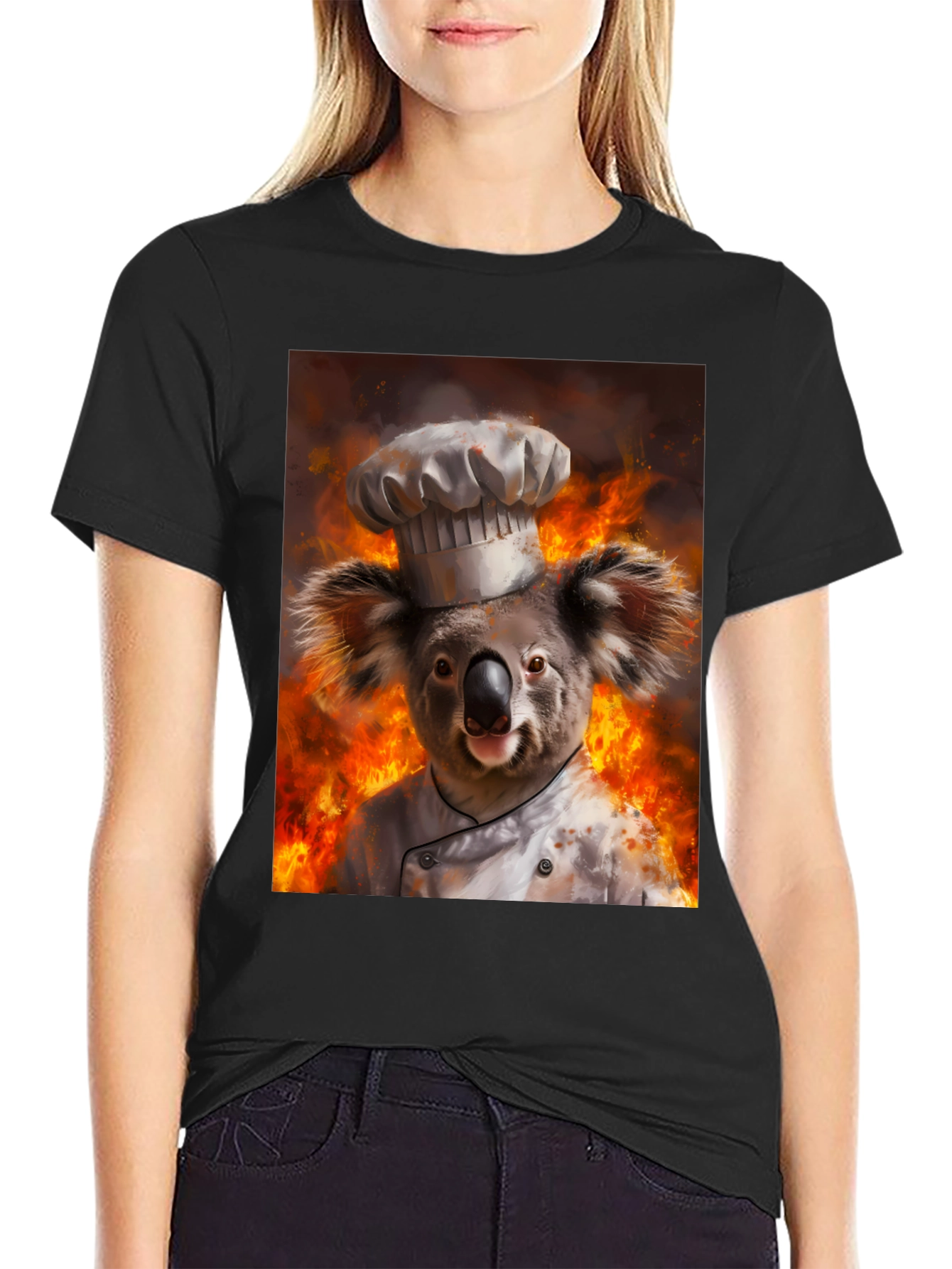 Black Chef Koala T-Shirt - Fiery Kitchen Design view 2