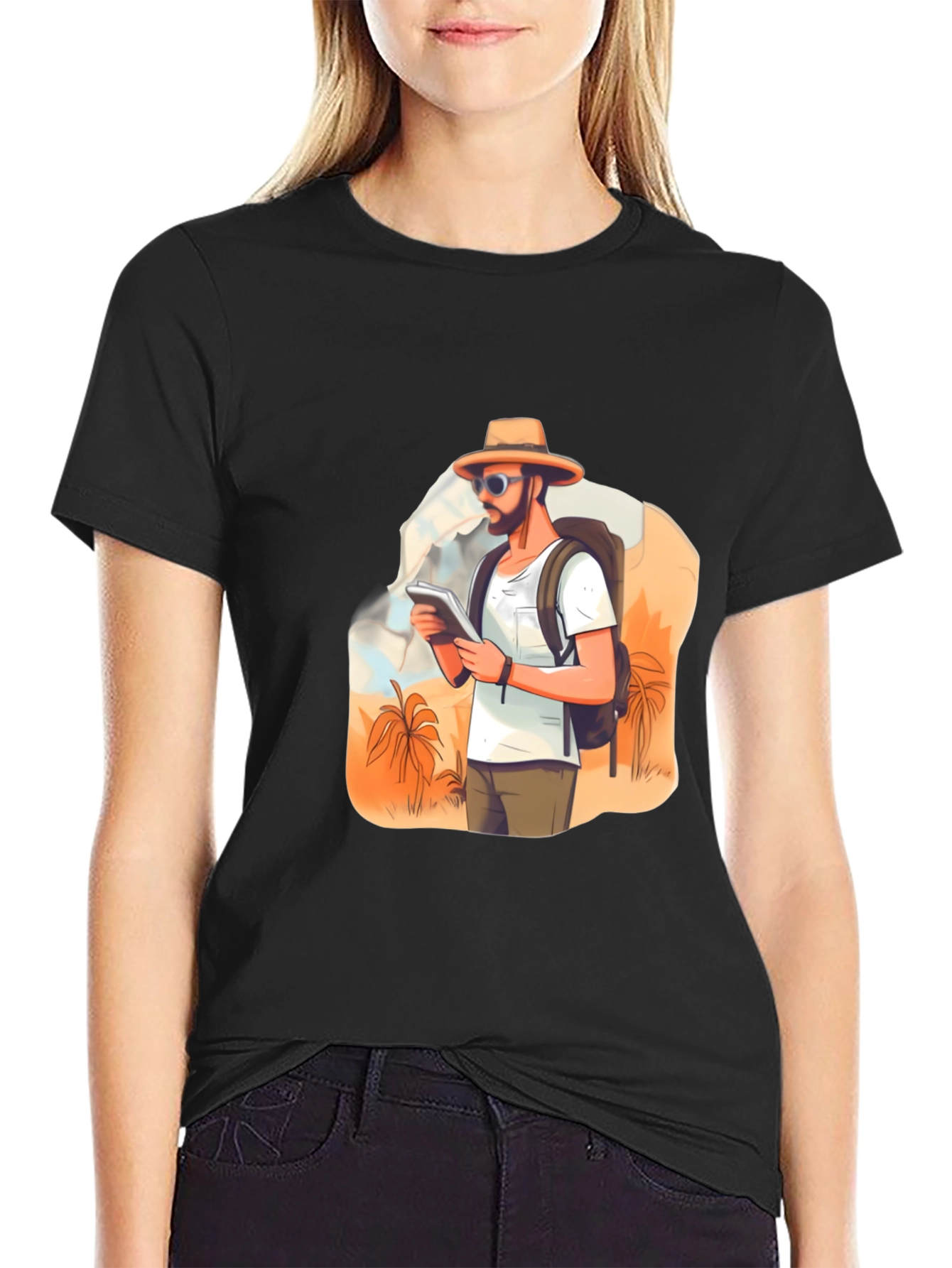 Black Traveler Graphic T-Shirt - Adventure Awaits! view 2