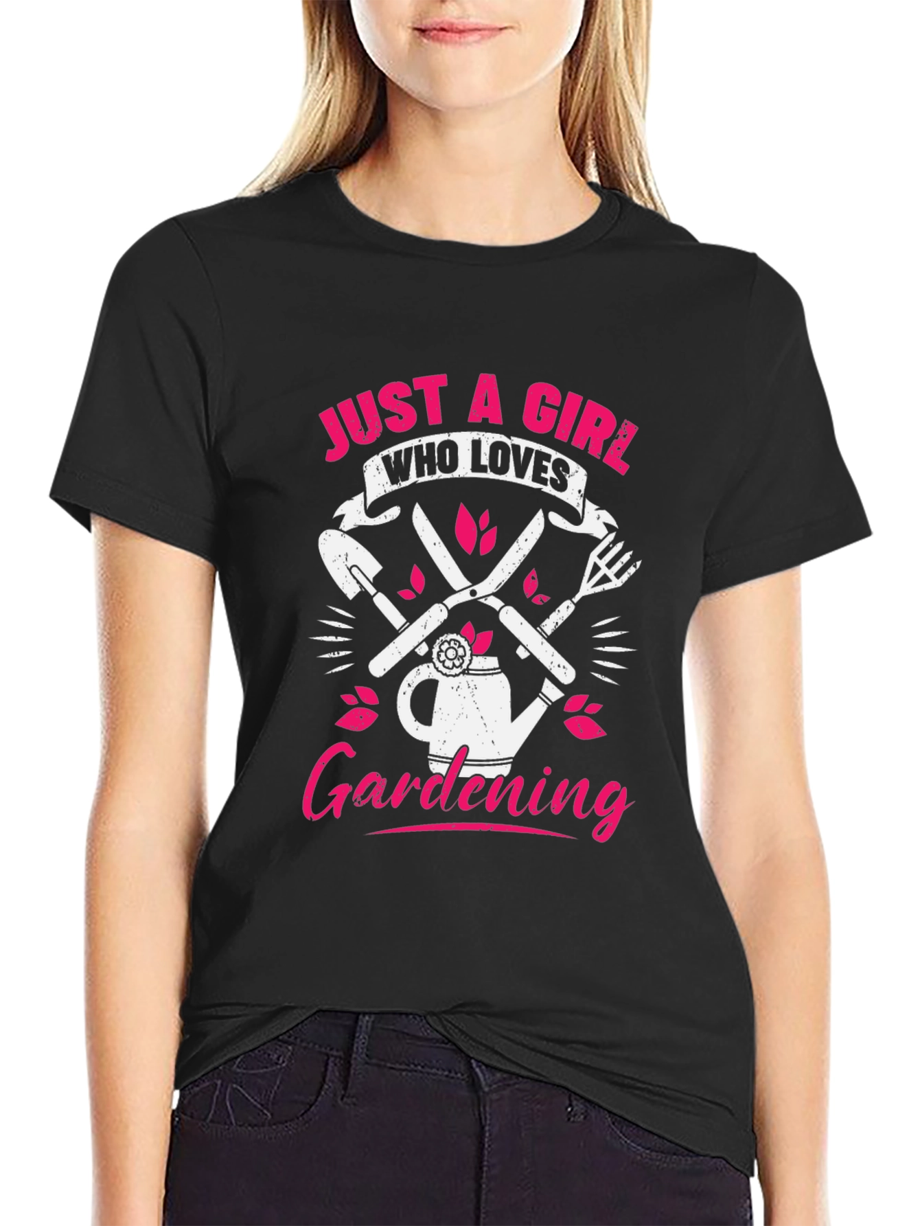 Black Just a Girl Who Loves Gardening T-Shirt view 2