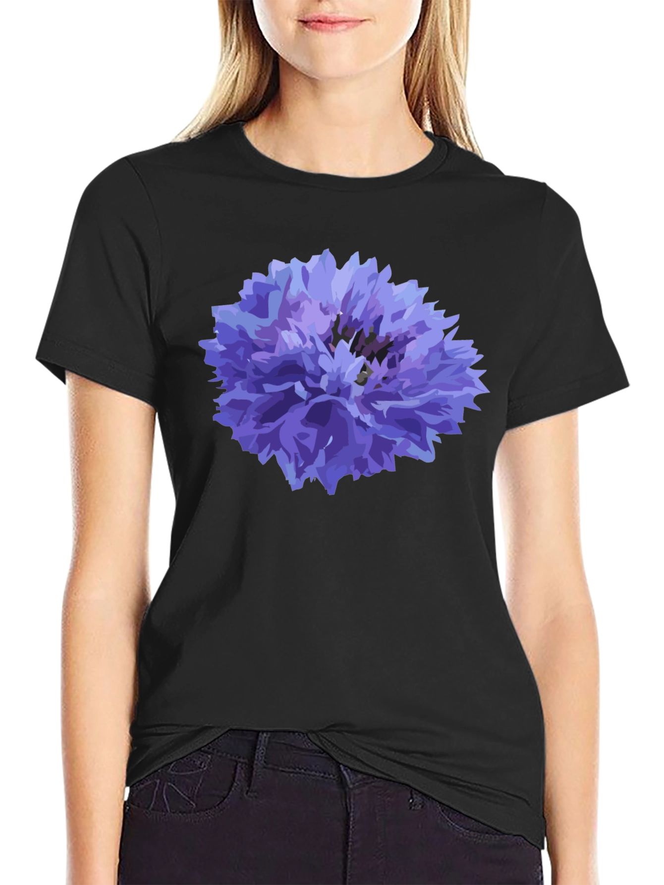 Black Cornflower Black T-Shirt view 2