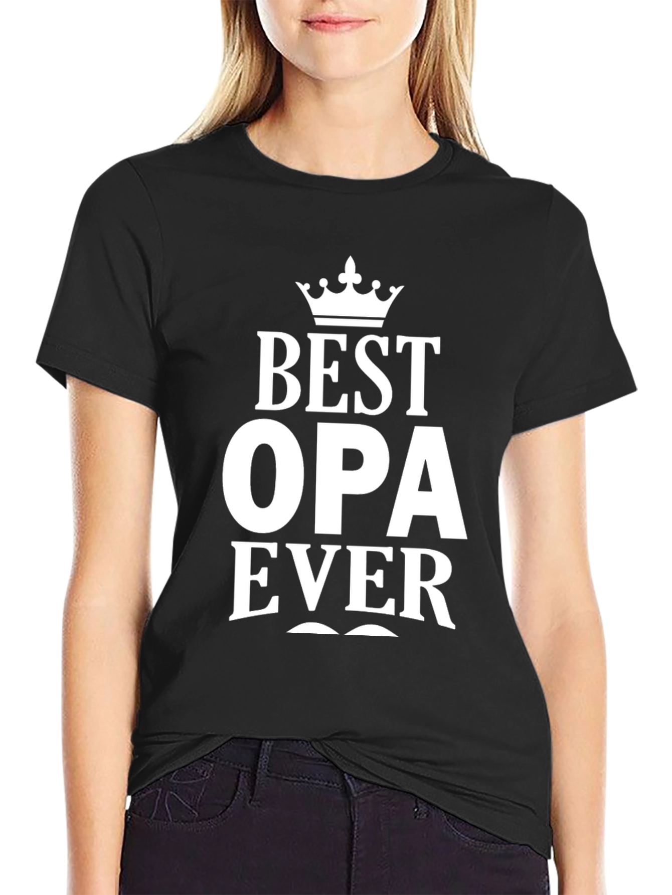 Black Best Opa Ever T-Shirt - Grandpa Gift view 2