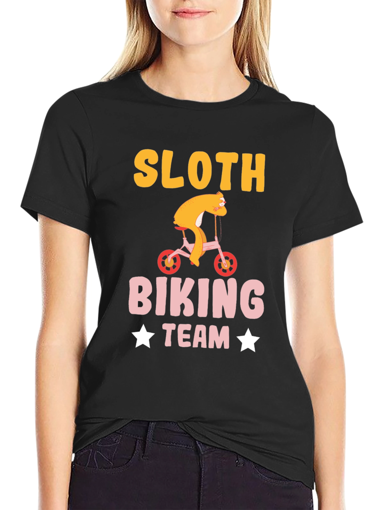 Black Sloth Biking Team T-Shirt Funny Sloth Tee view 2