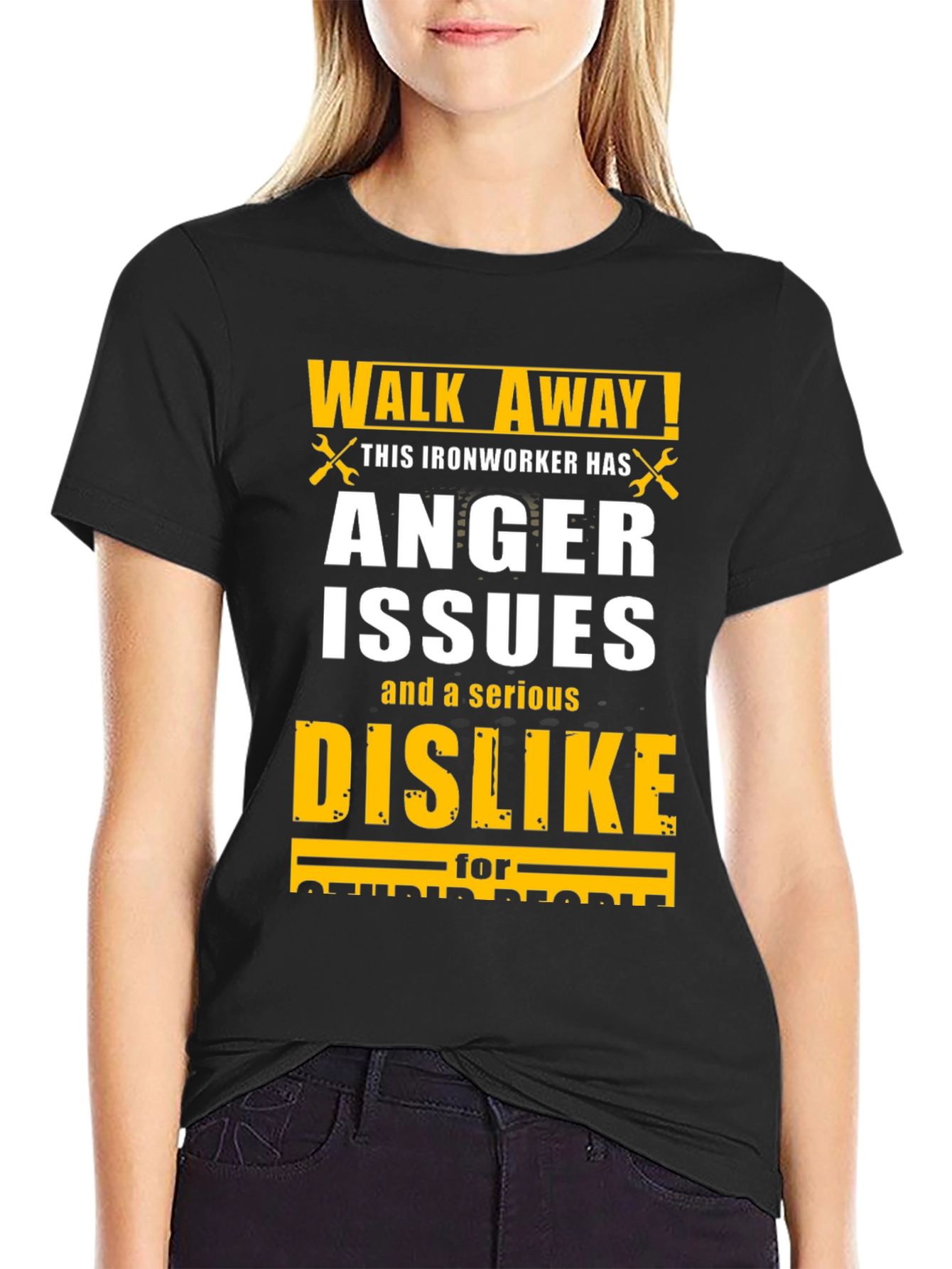 Black Ironworker Anger Issues Graphic T-Shirt view 2