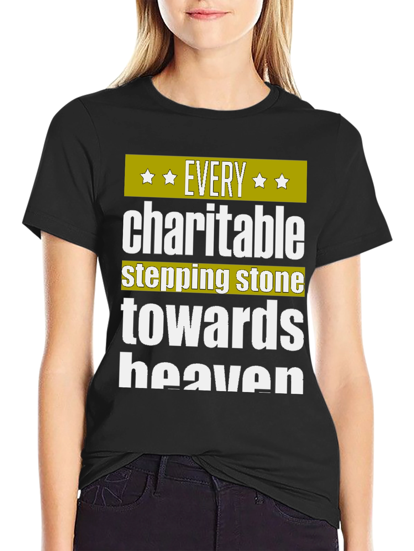 Black Charitable Stepping Stone T-Shirt - Towards Heaven view 2