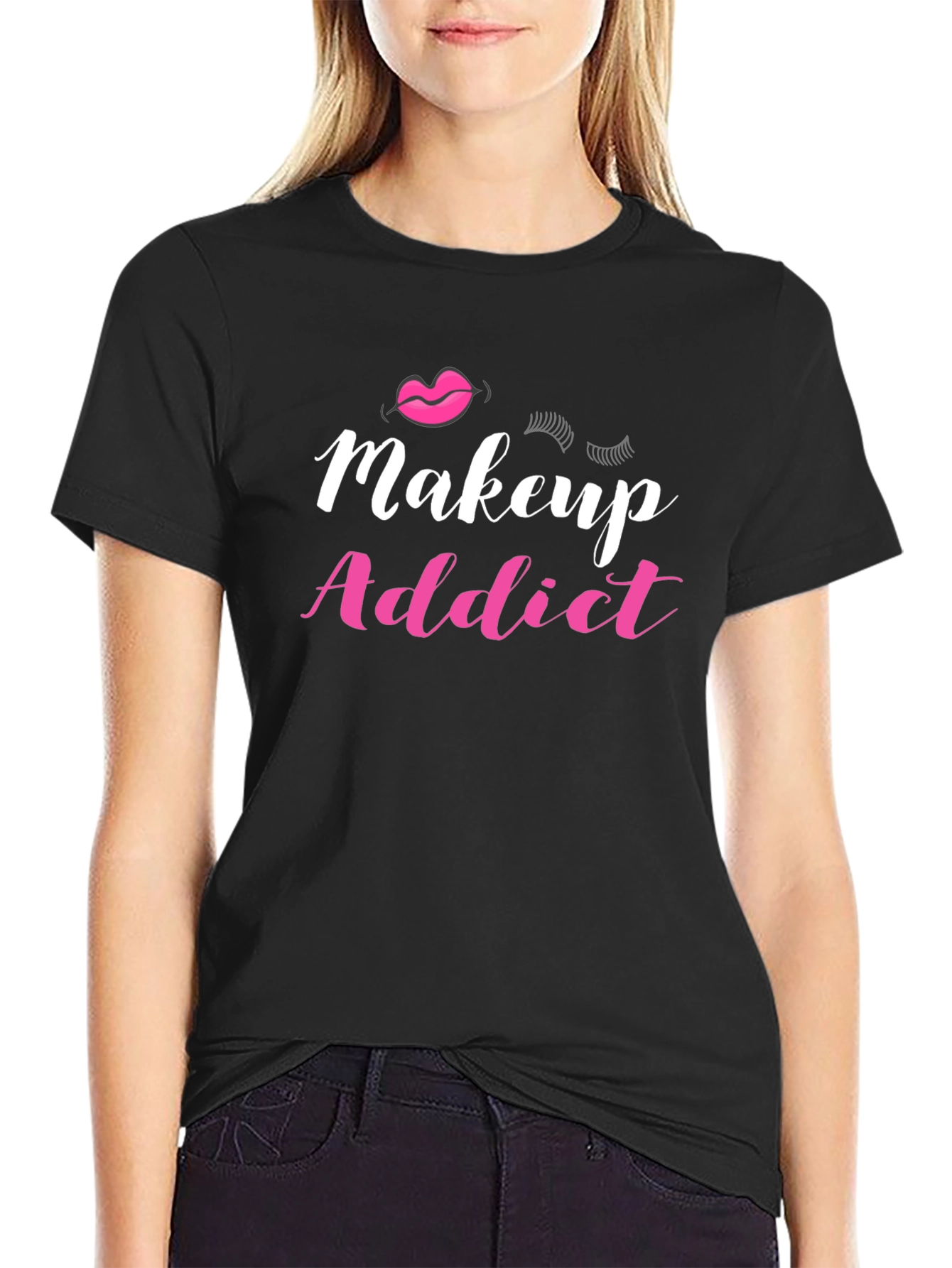 Black Makeup Addict Graphic Tee - Stylish & Fun! view 2