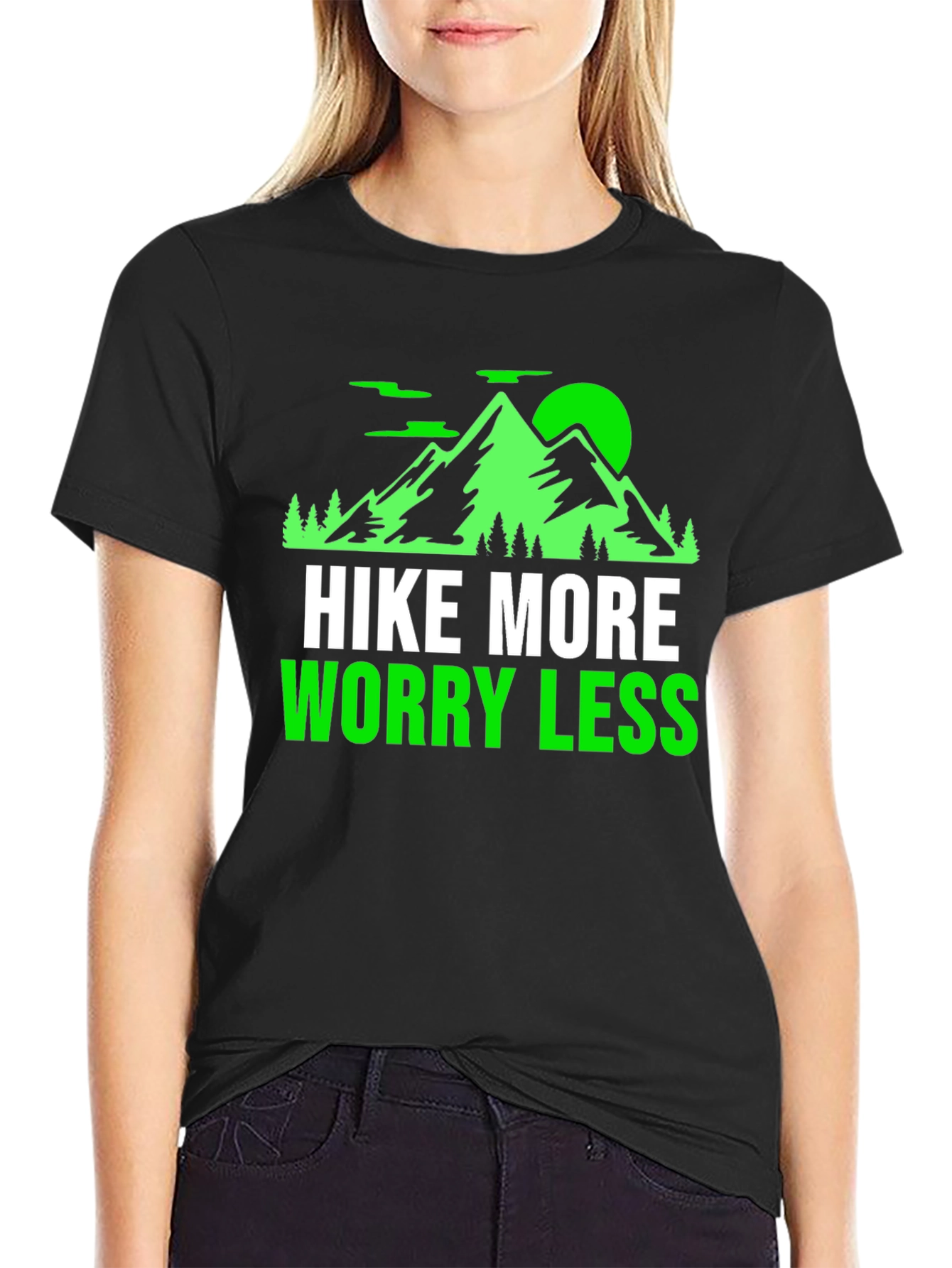 Black Hike More Worry Less Graphic T-Shirt view 2