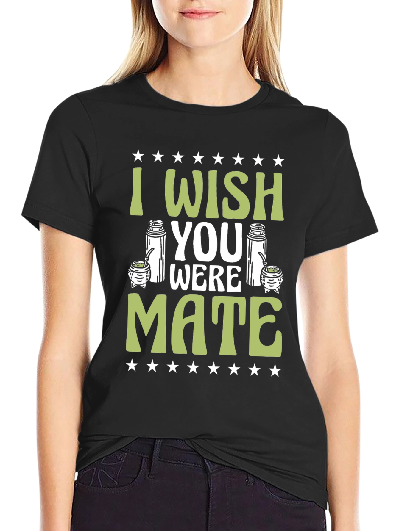 Black I Wish You Were Mate T-Shirt view 2