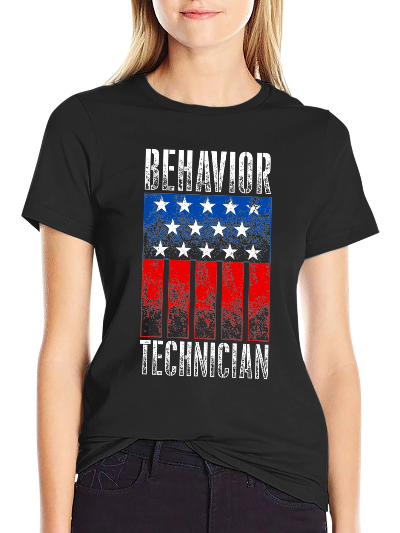 Black Behavior Technician Flag T-Shirt view 2