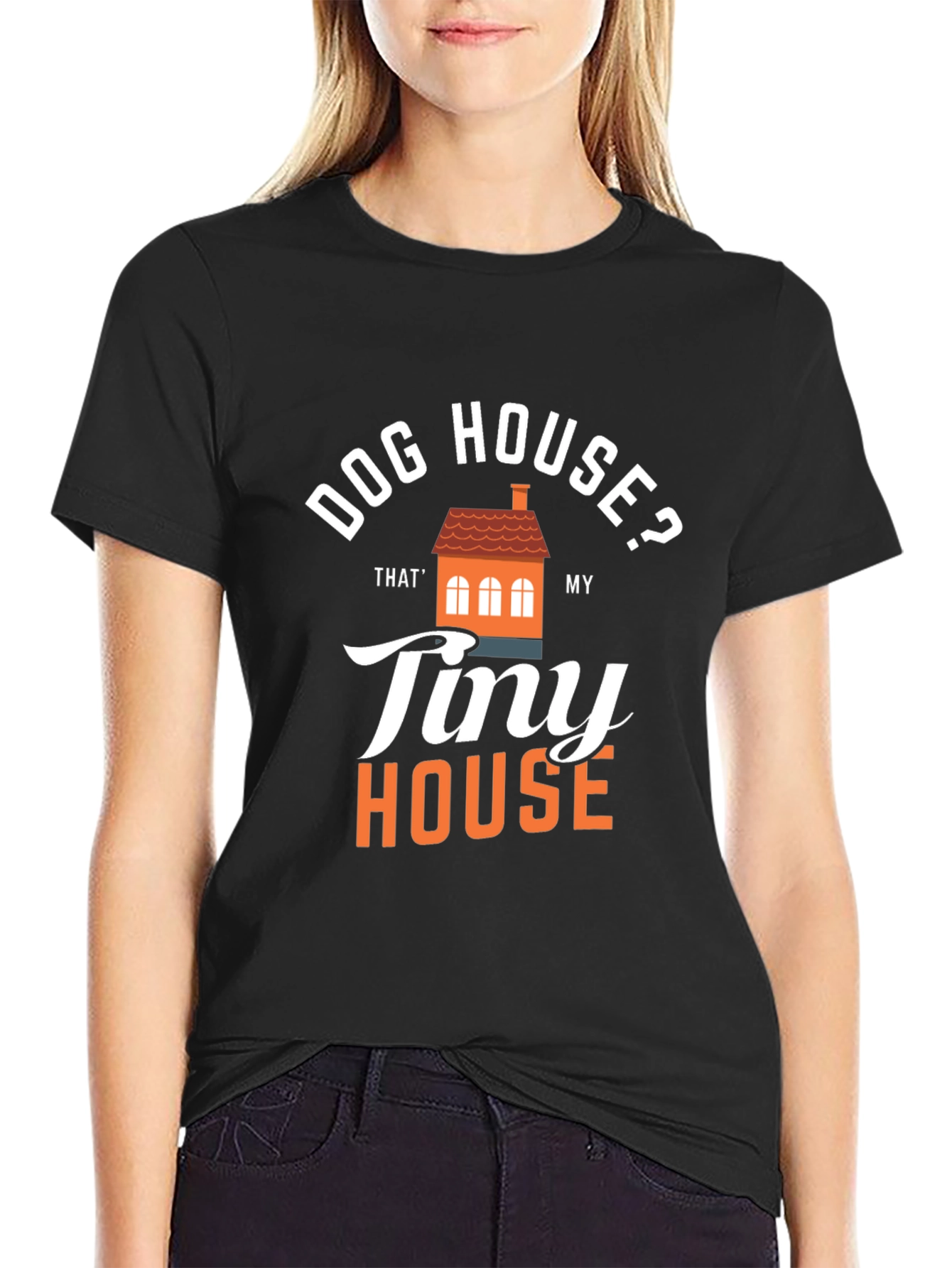 Black Dog House? Tiny House Graphic T-Shirt view 2