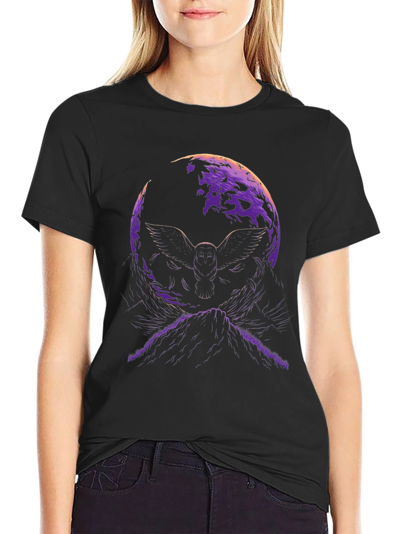 Black Owl Moon Graphic T-Shirt view 2