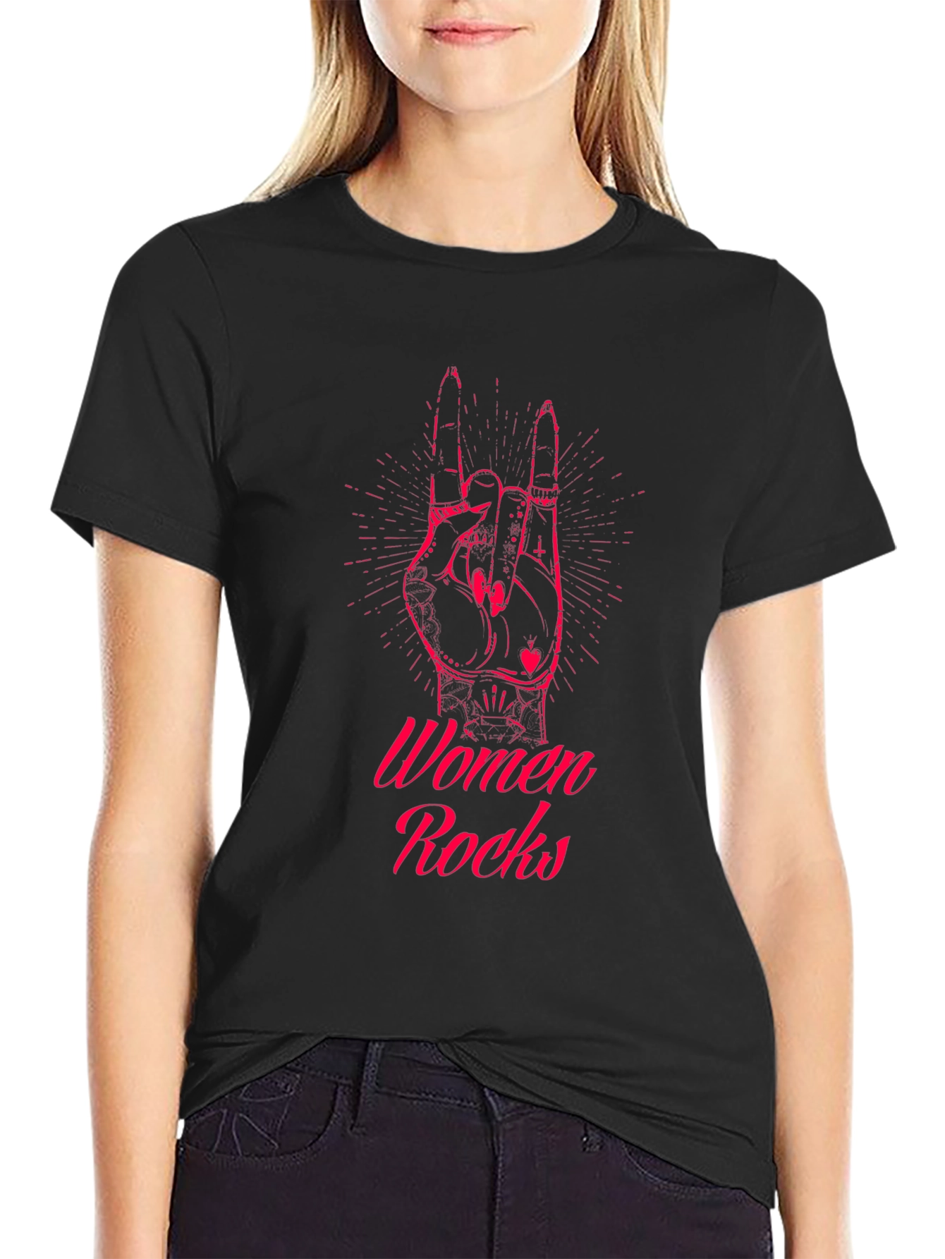 Black Women Rocks Graphic T-Shirt view 2