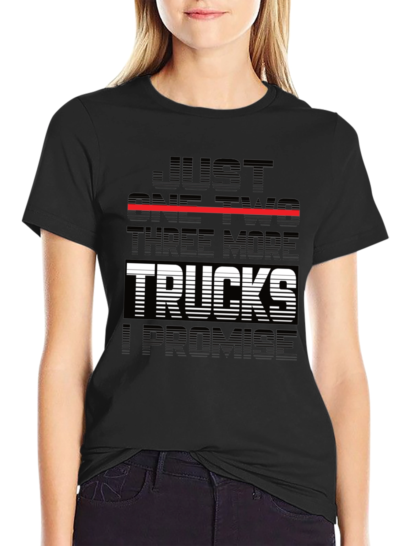 Black Just One Two Three More Trucks T-Shirt view 2