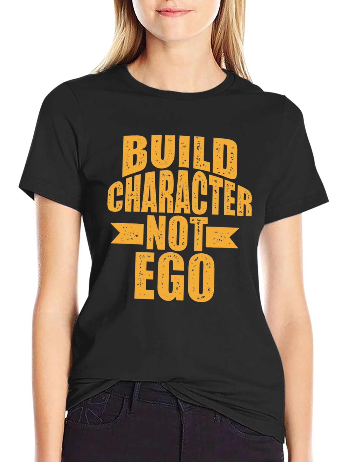 Black Build Character Not Ego Graphic Tee view 2