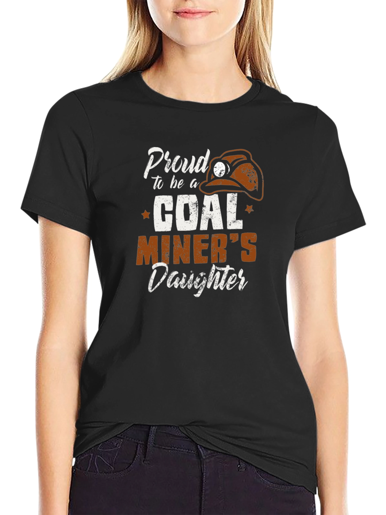 Black Proud Coal Miner's Daughter T-Shirt - Black view 2