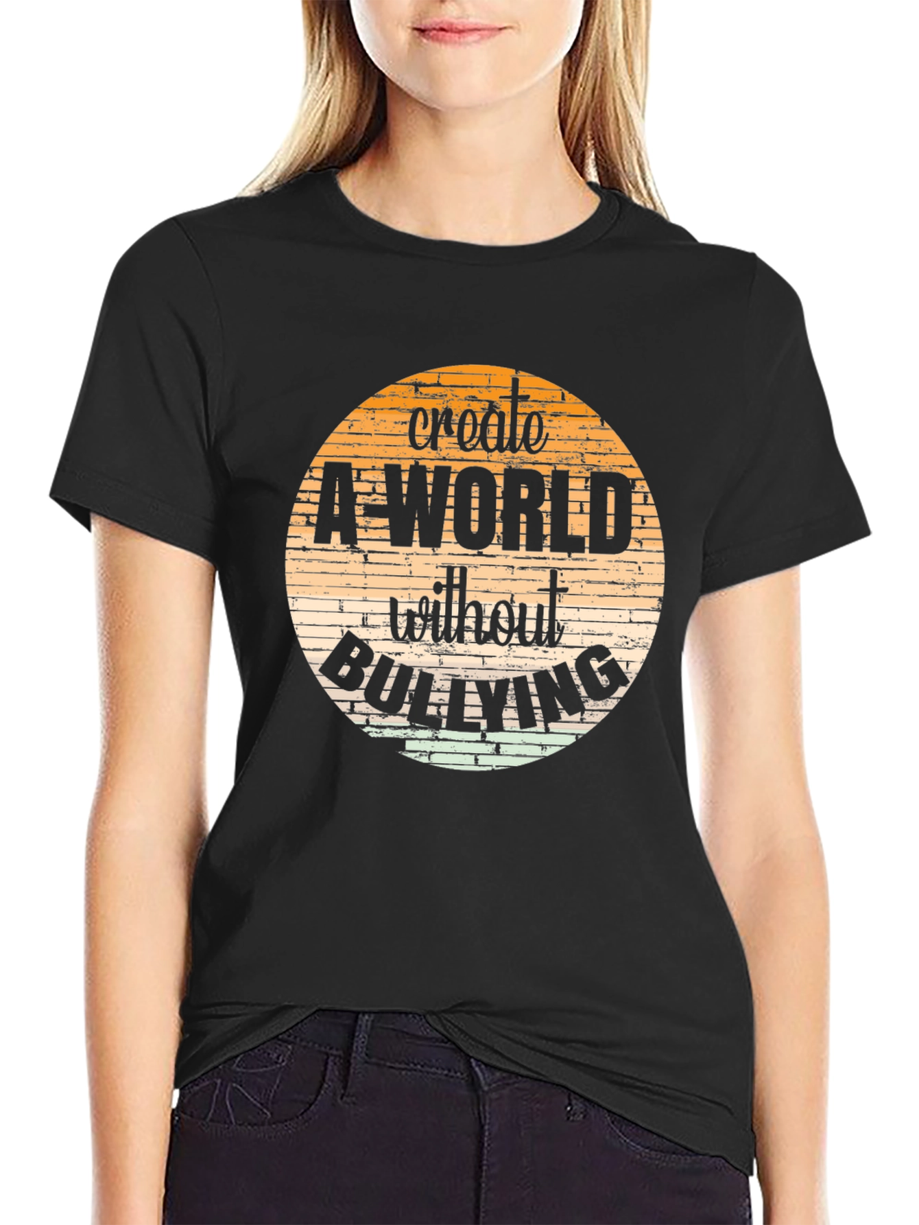 Black Create a World Without Bullying Graphic Tee view 2