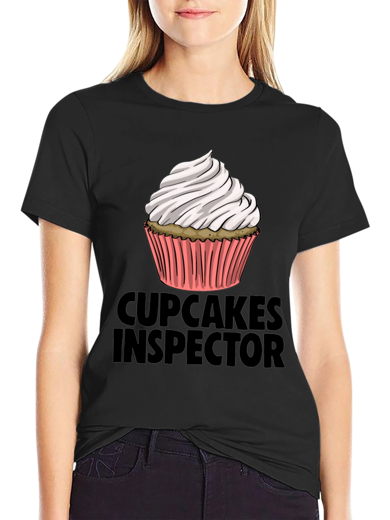 Black Cupcakes Inspector Funny Graphic T-Shirt view 2
