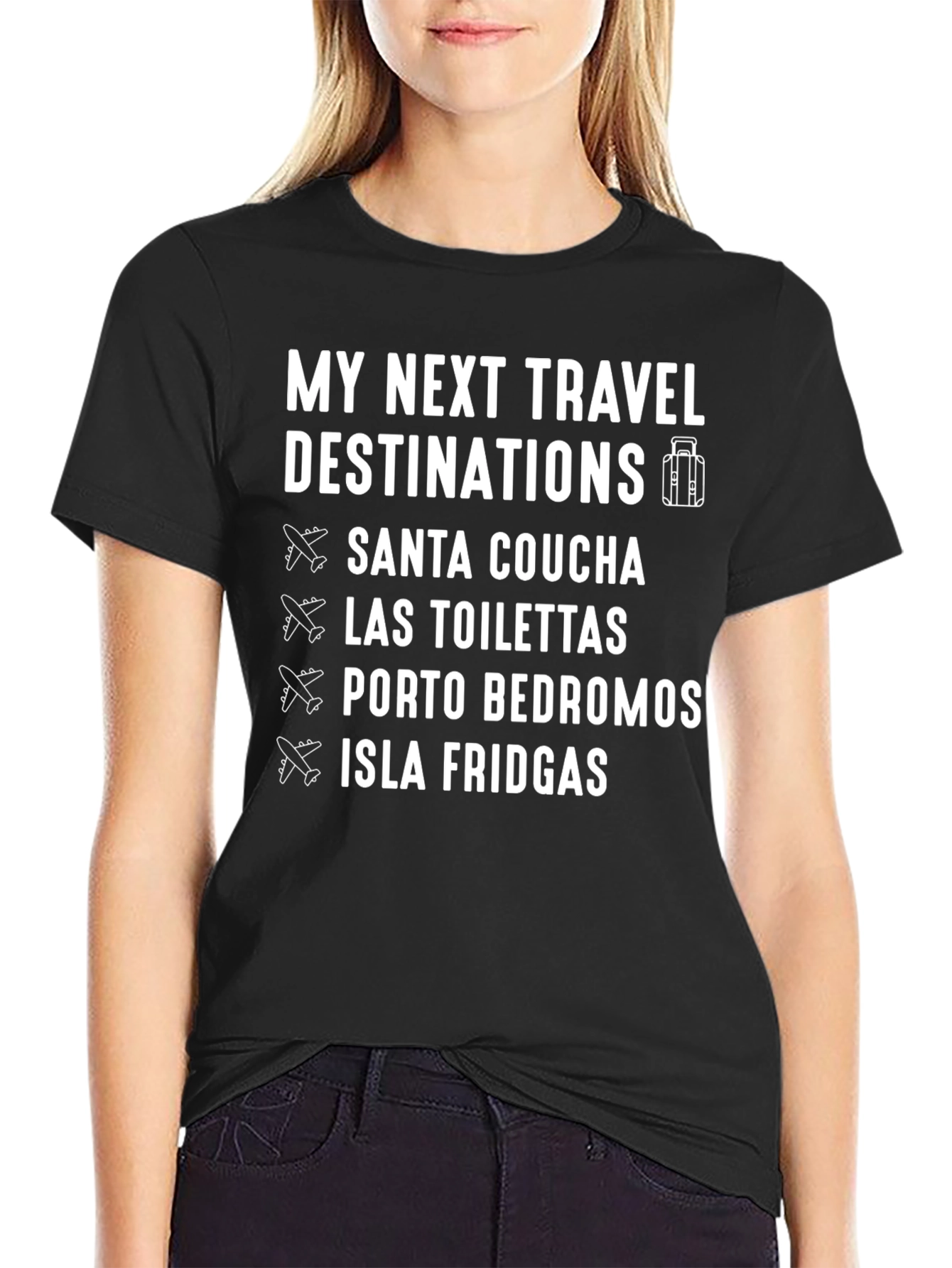 Black Funny Travel Destinations T-Shirt view 2