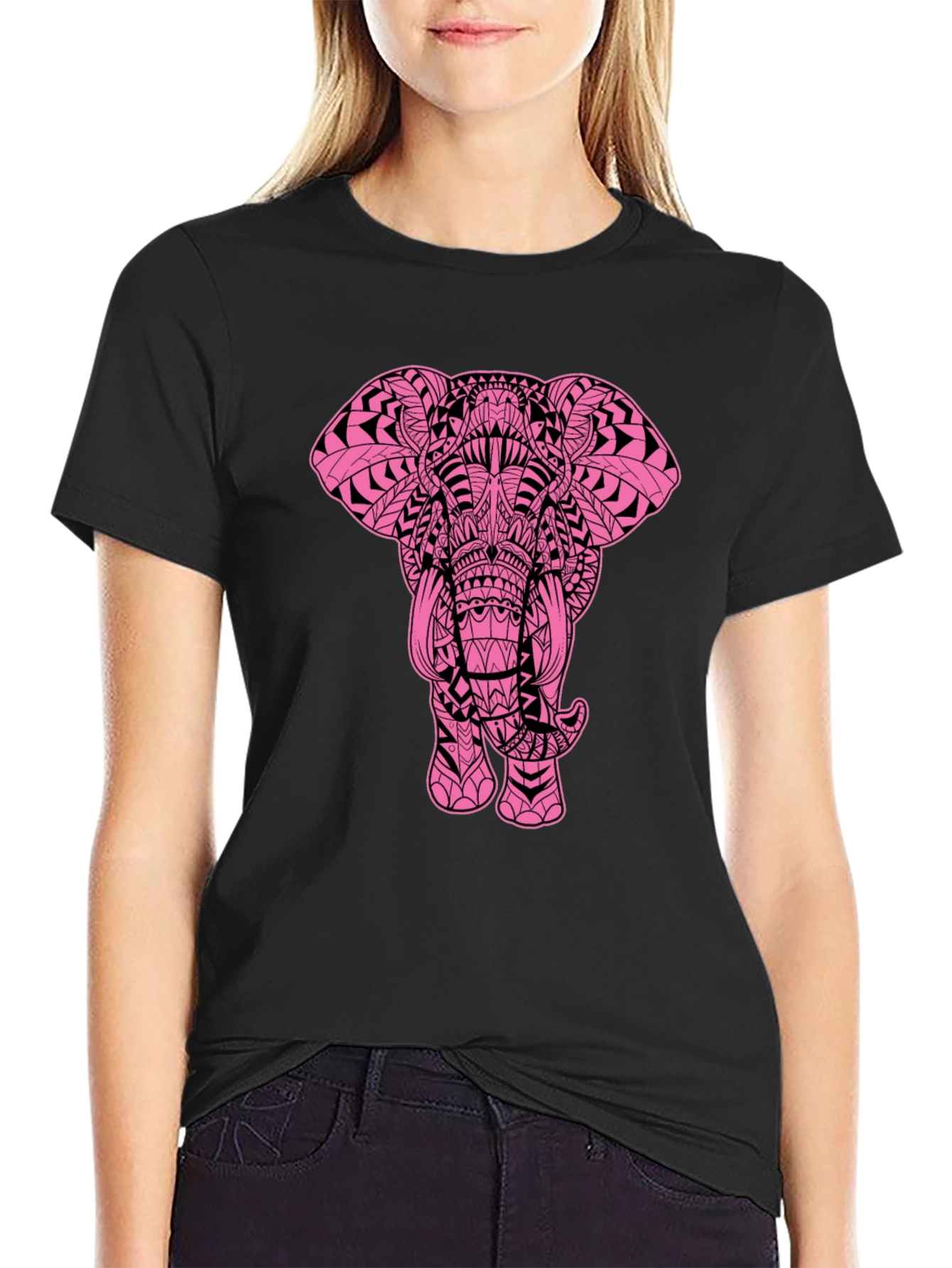 Black Elephant Graphic Black T-Shirt - Stylish Men's Tee view 2