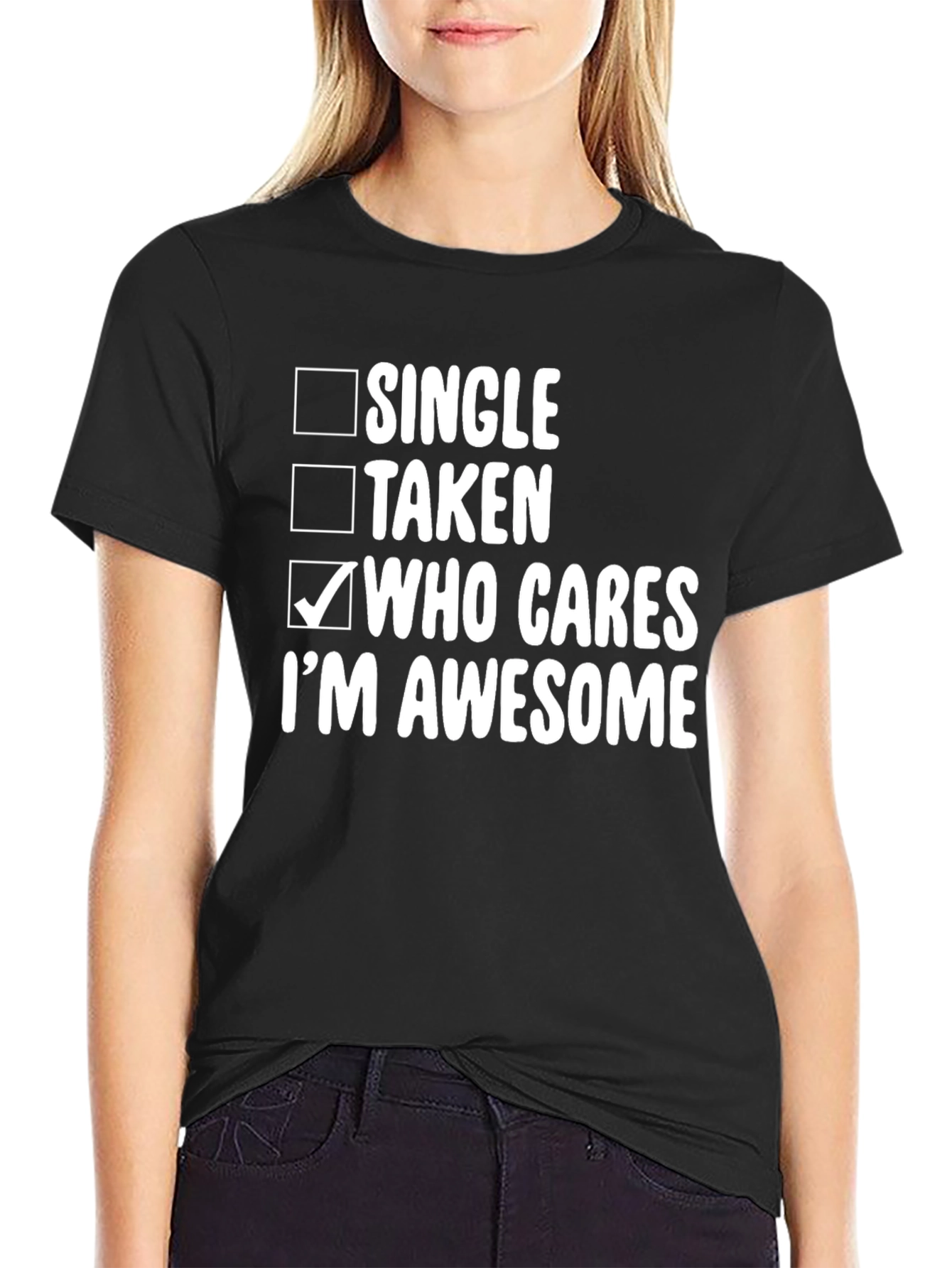 Black Who Cares I'm Awesome T-Shirt view 2