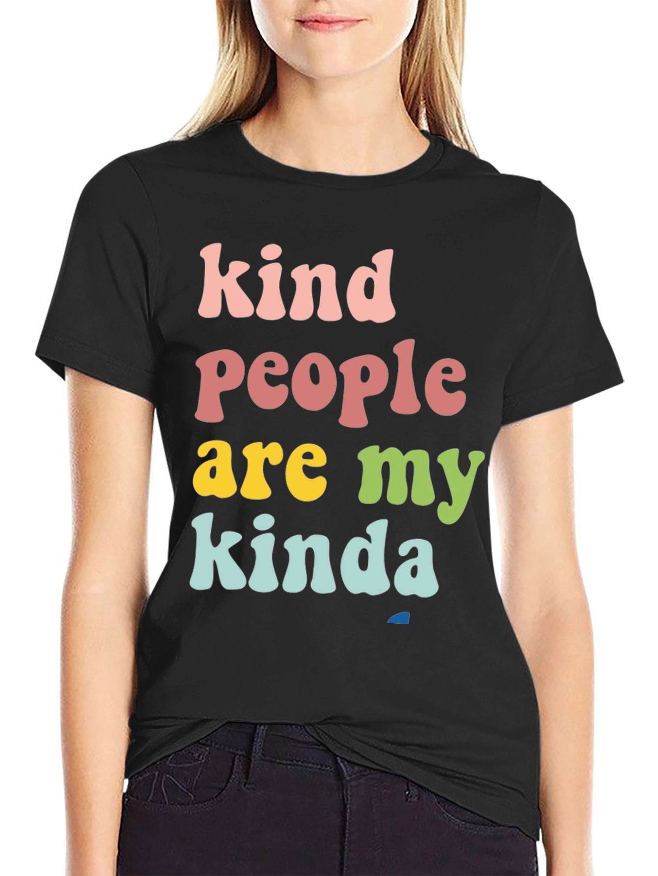Black Kind People T-Shirt - Retro Colorful Design view 2