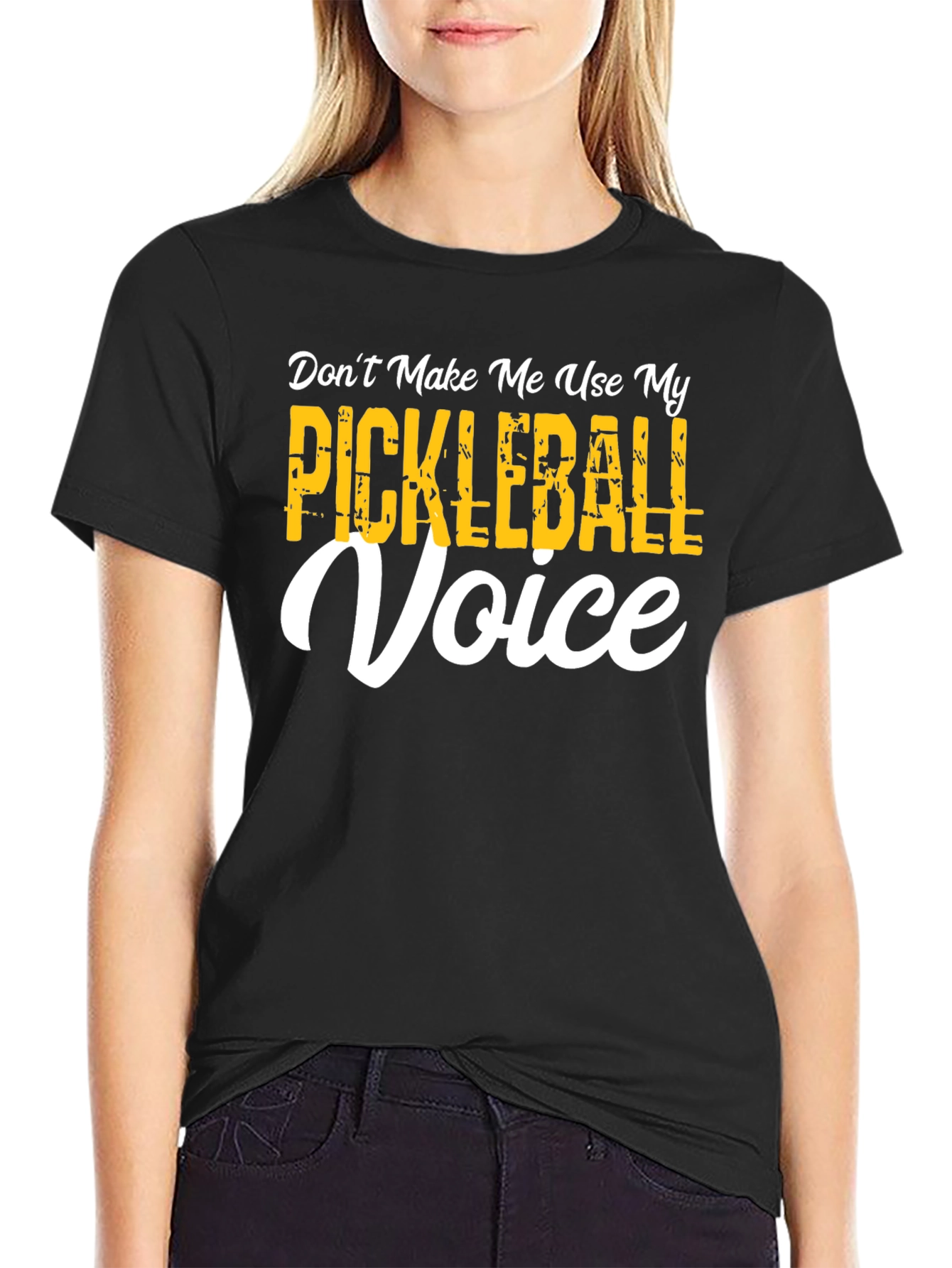 Black Pickleball Voice T-Shirt - Funny Graphic Tee view 2