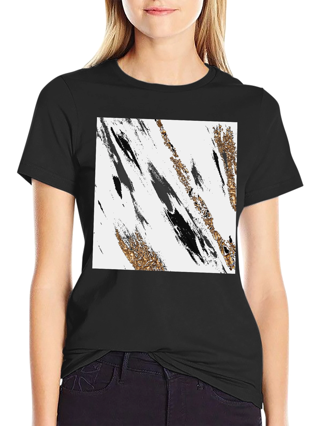 Black Abstract Art Black T-Shirt view 2