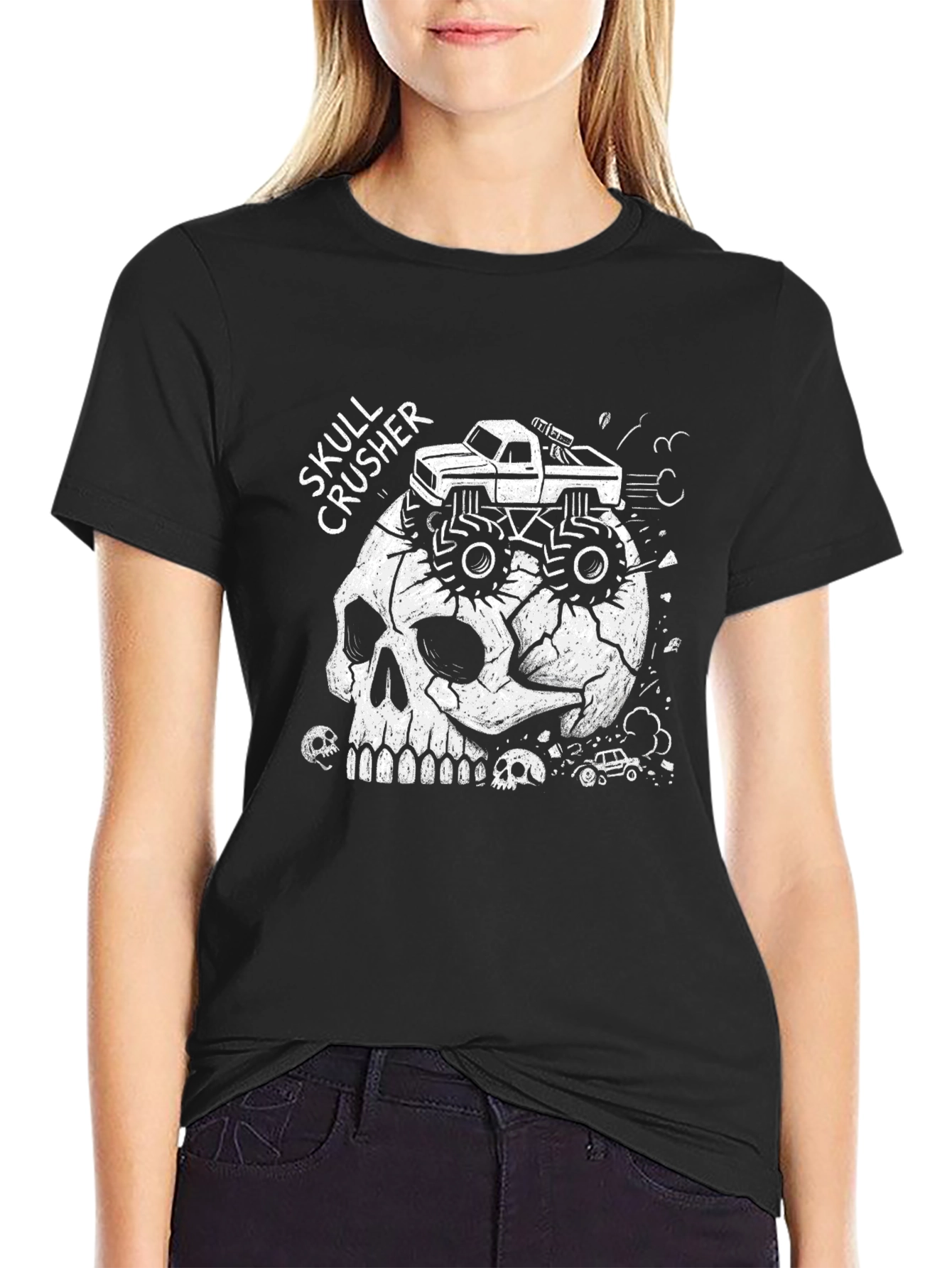 Black Skull Crusher Monster Truck Graphic Tee view 2