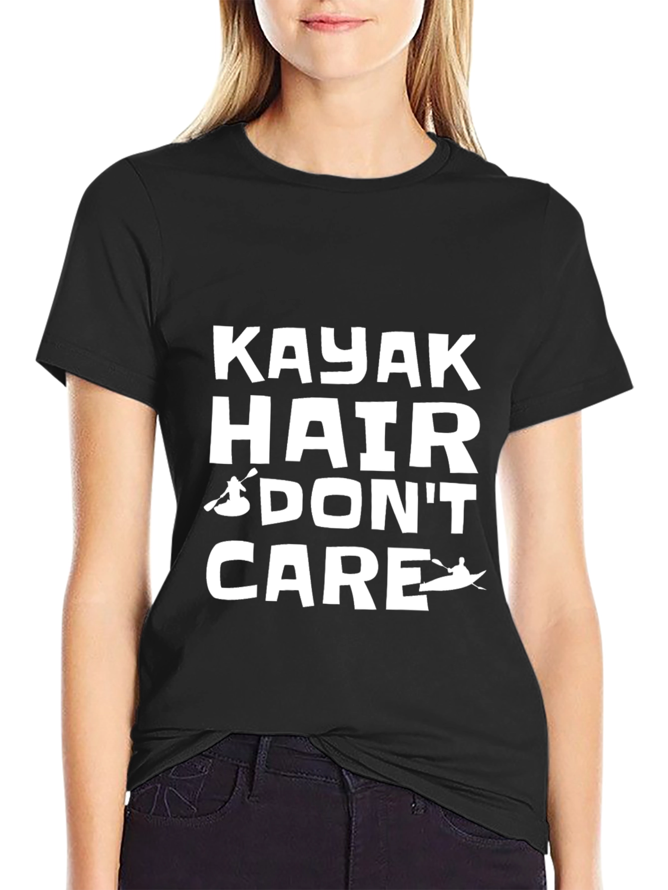 Black Kayak Hair Don't Care Graphic Tee view 2