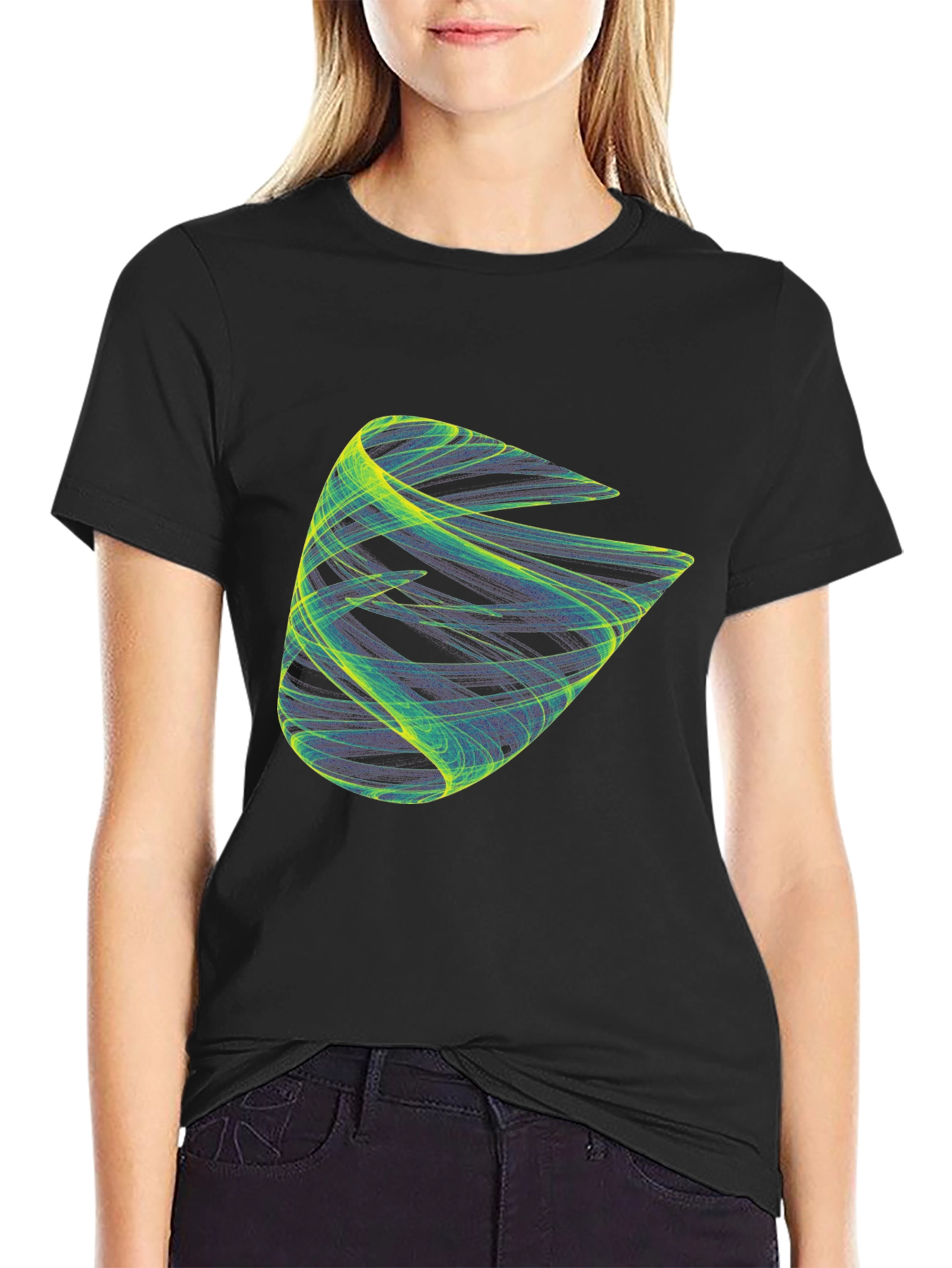 Black Abstract Graphic Black T-Shirt view 2
