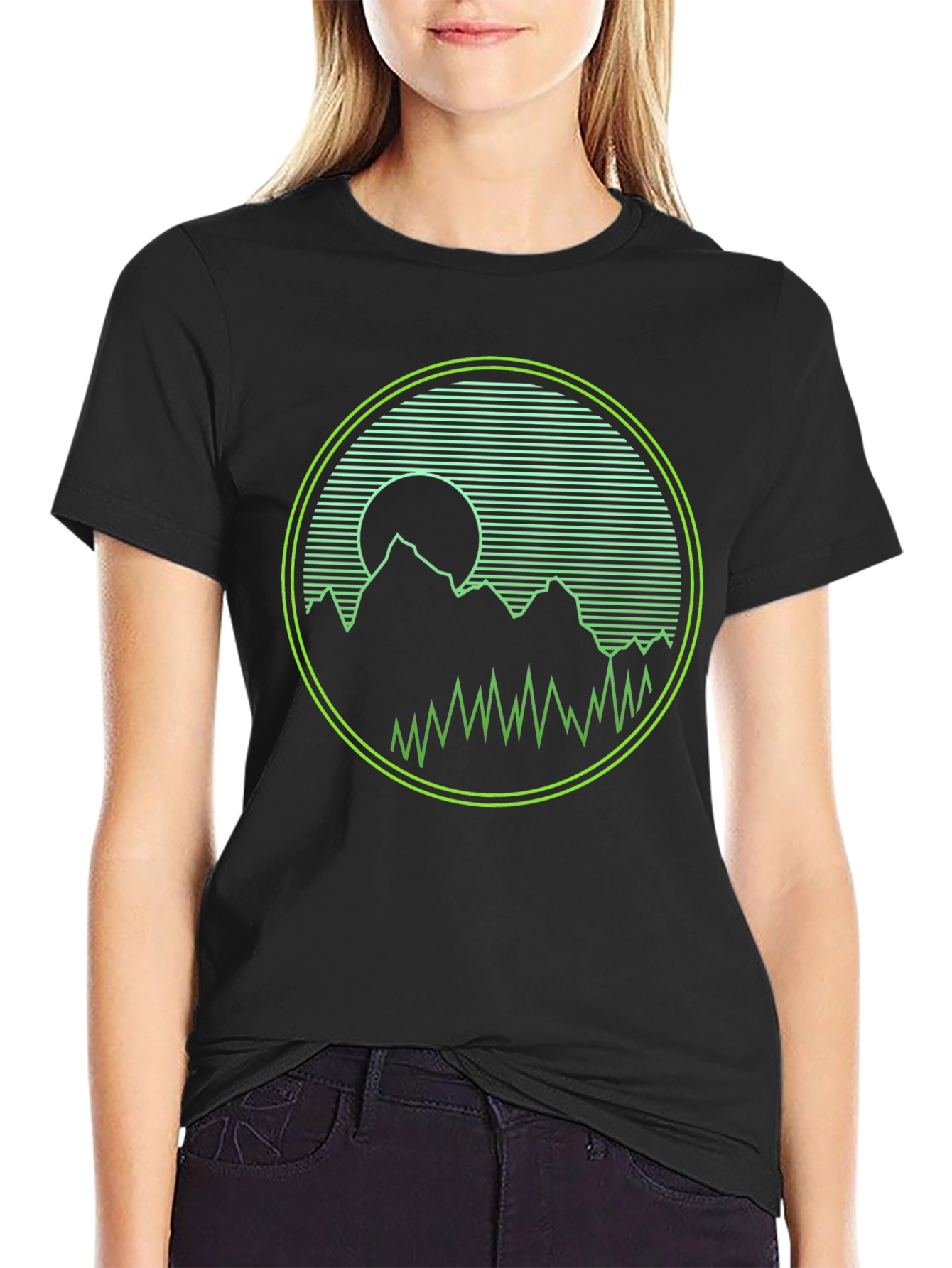 Black Neon Mountainscape Graphic Tee view 2