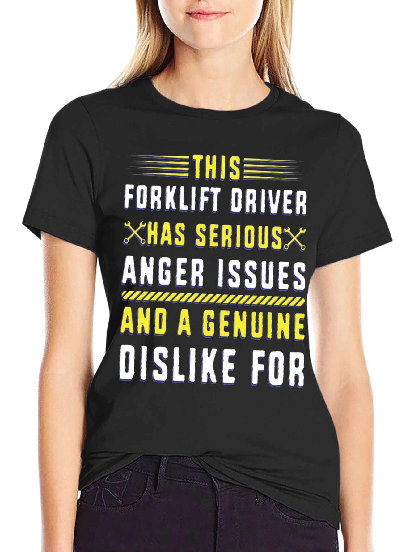 Black Forklift Driver Anger Issues Graphic Tee view 2