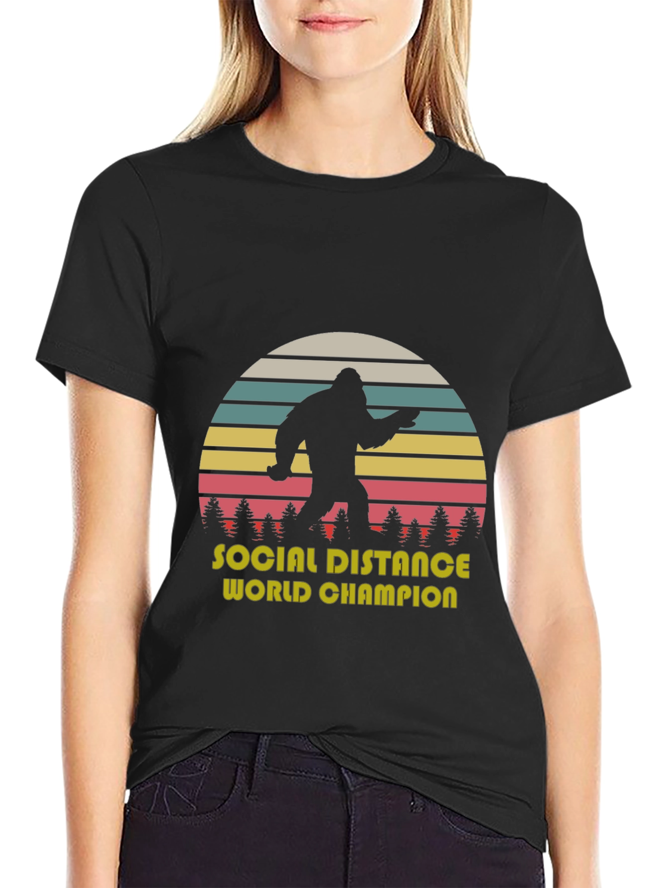 Black Social Distance World Champion T-Shirt view 2
