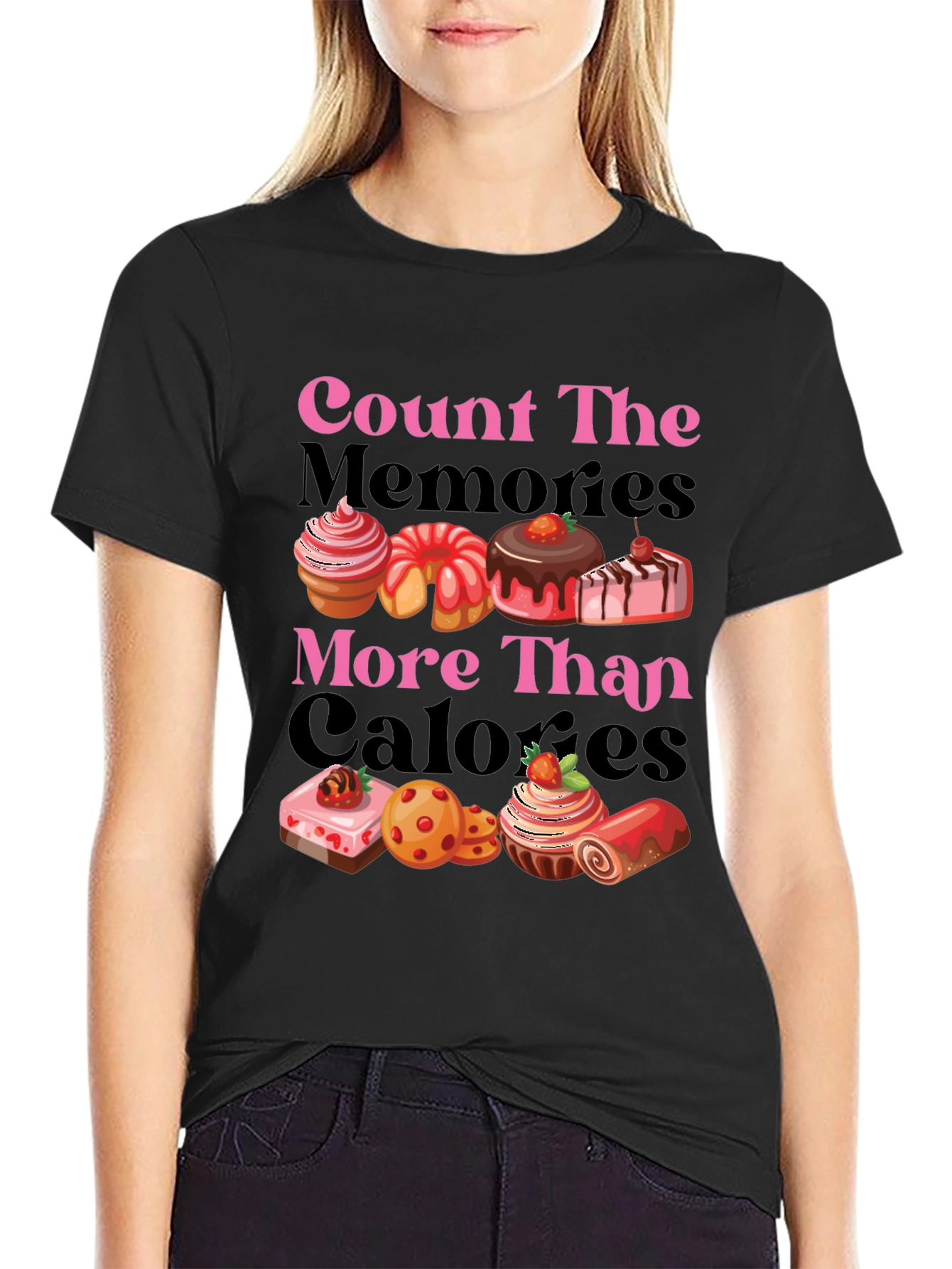 Black Count Memories Not Calories Graphic Tee view 2