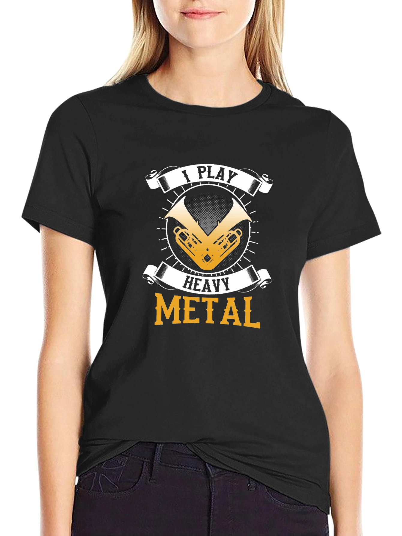 Black I Play Heavy Metal T-Shirt view 2