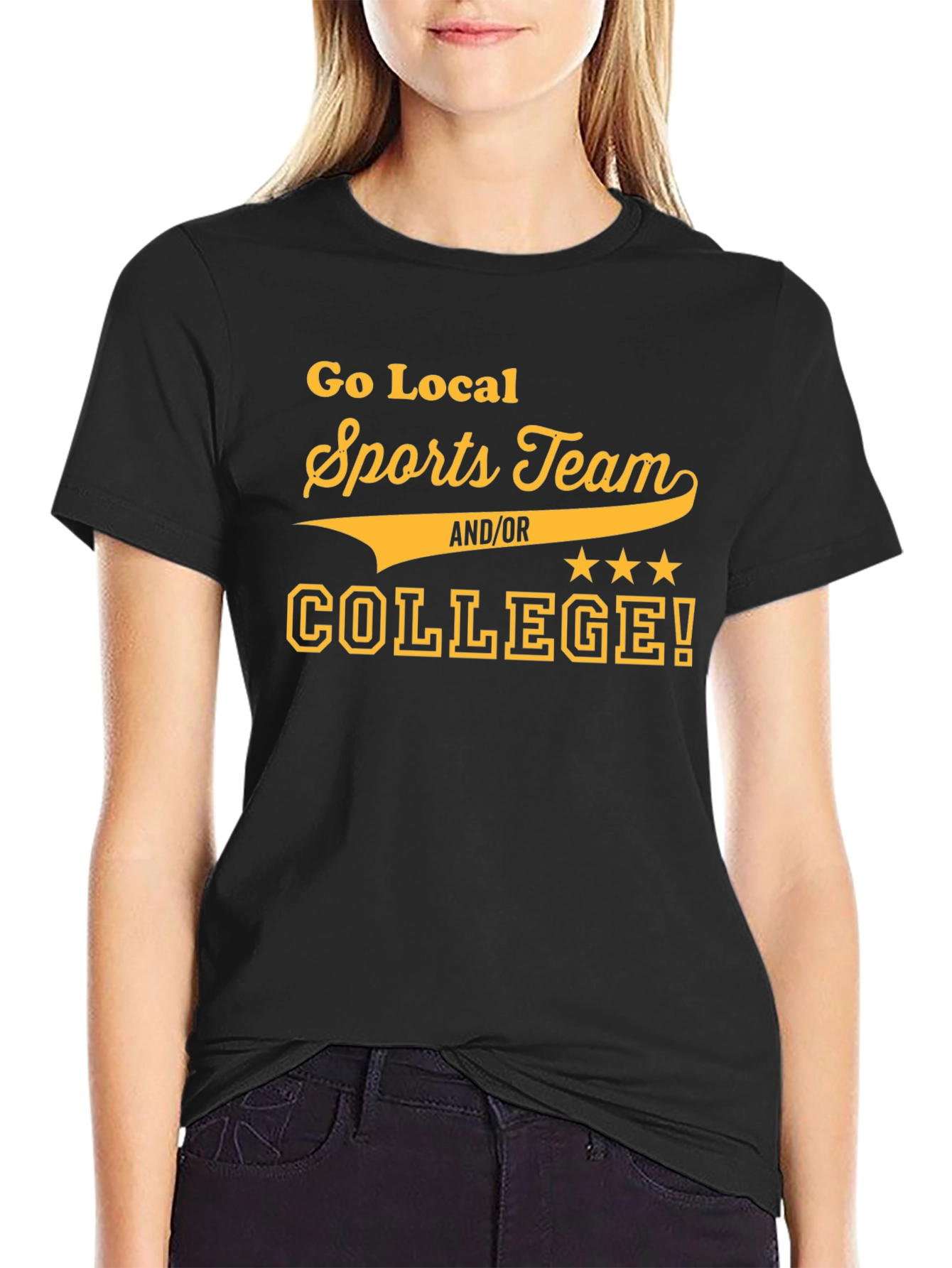 Go Local Sports Team/College T-Shirt - Black Cotton Tee - 2