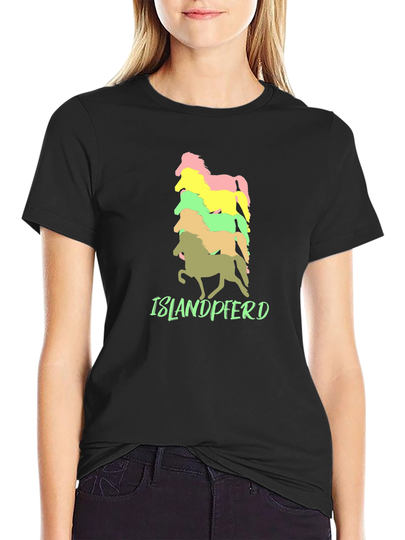 Black Islandpferd Horse T-Shirt - Stacked Design view 2