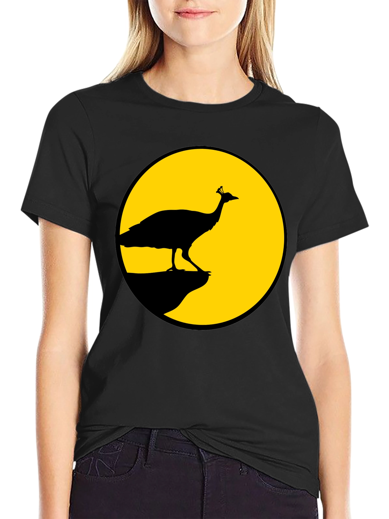 Peacock Silhouette T-Shirt - Black - 2