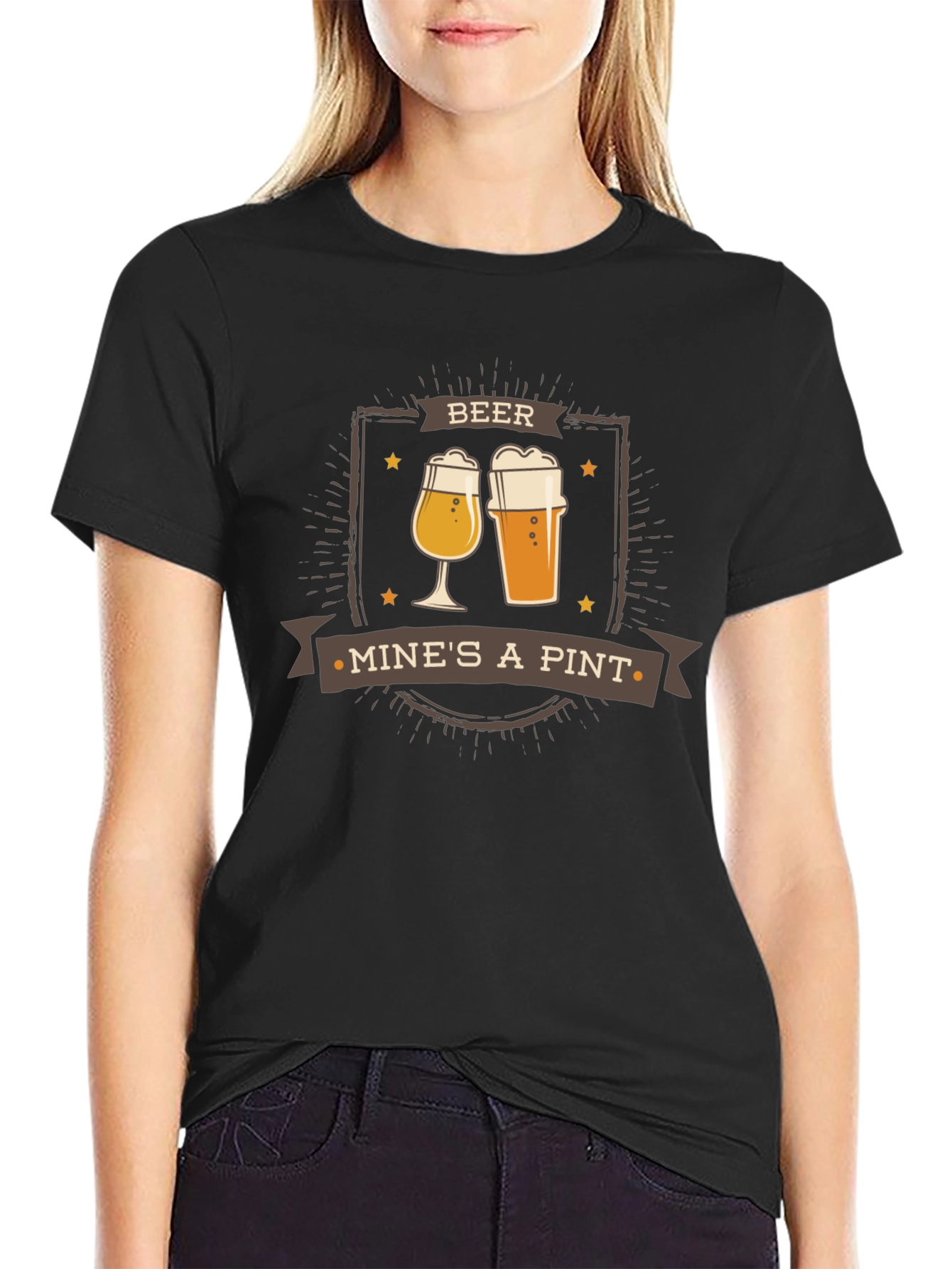 Black Beer Mine's A Pint Graphic Tee - Cool Drinking T-Shirt view 2